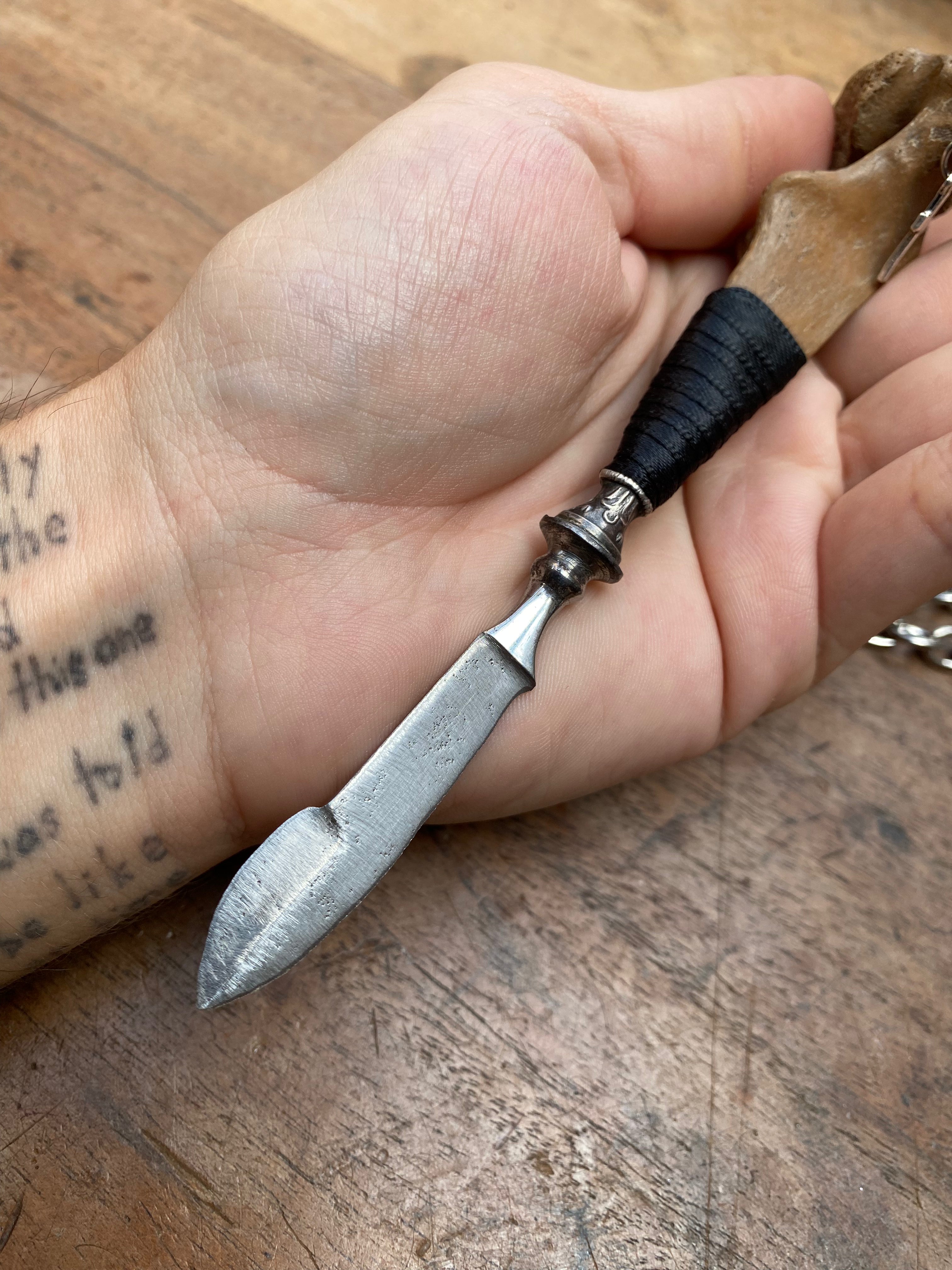 Vertibrae Bone Small Dagger on a Chain Necklace
