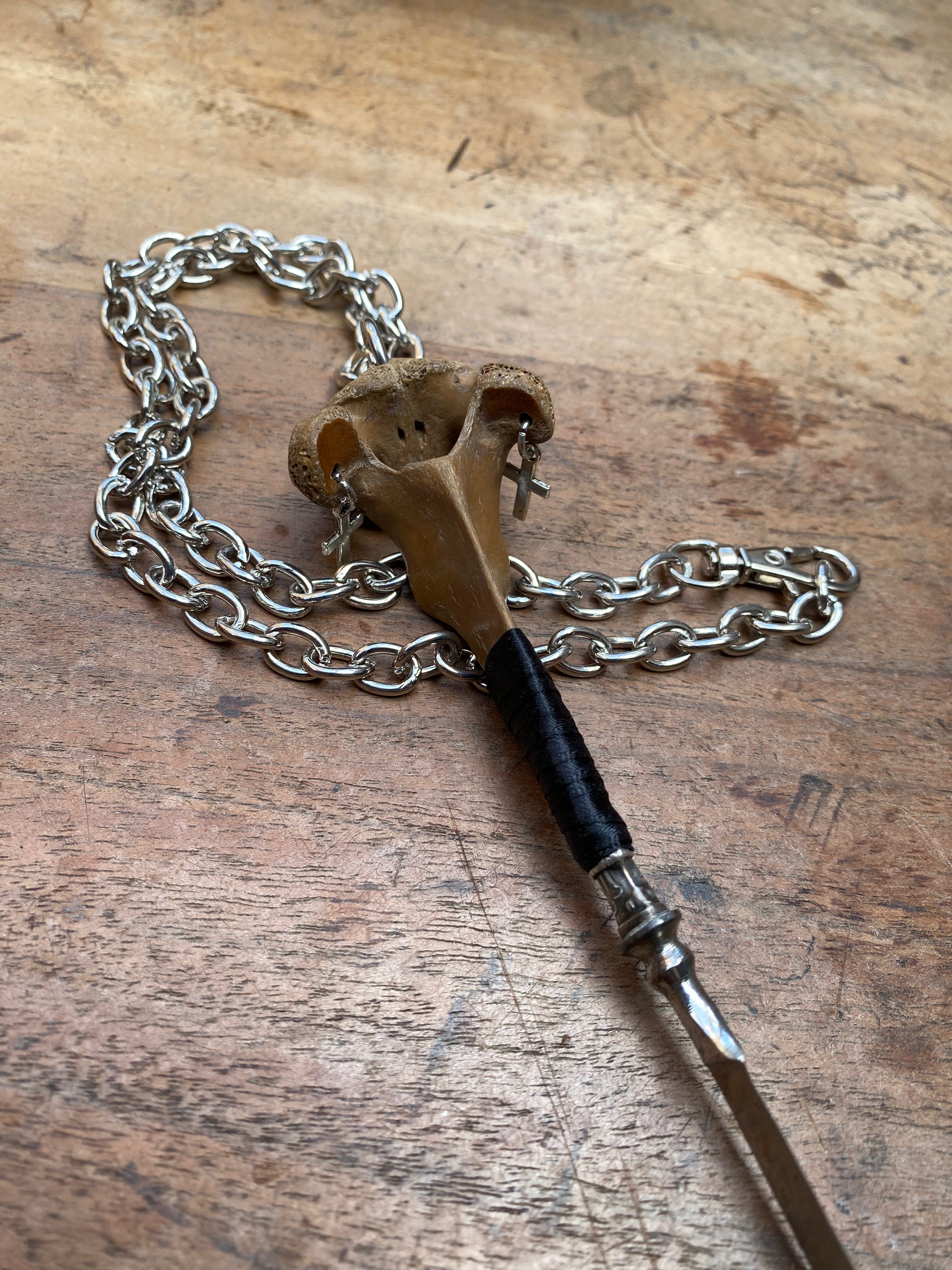 Vertibrae Bone Small Dagger on a Chain Necklace