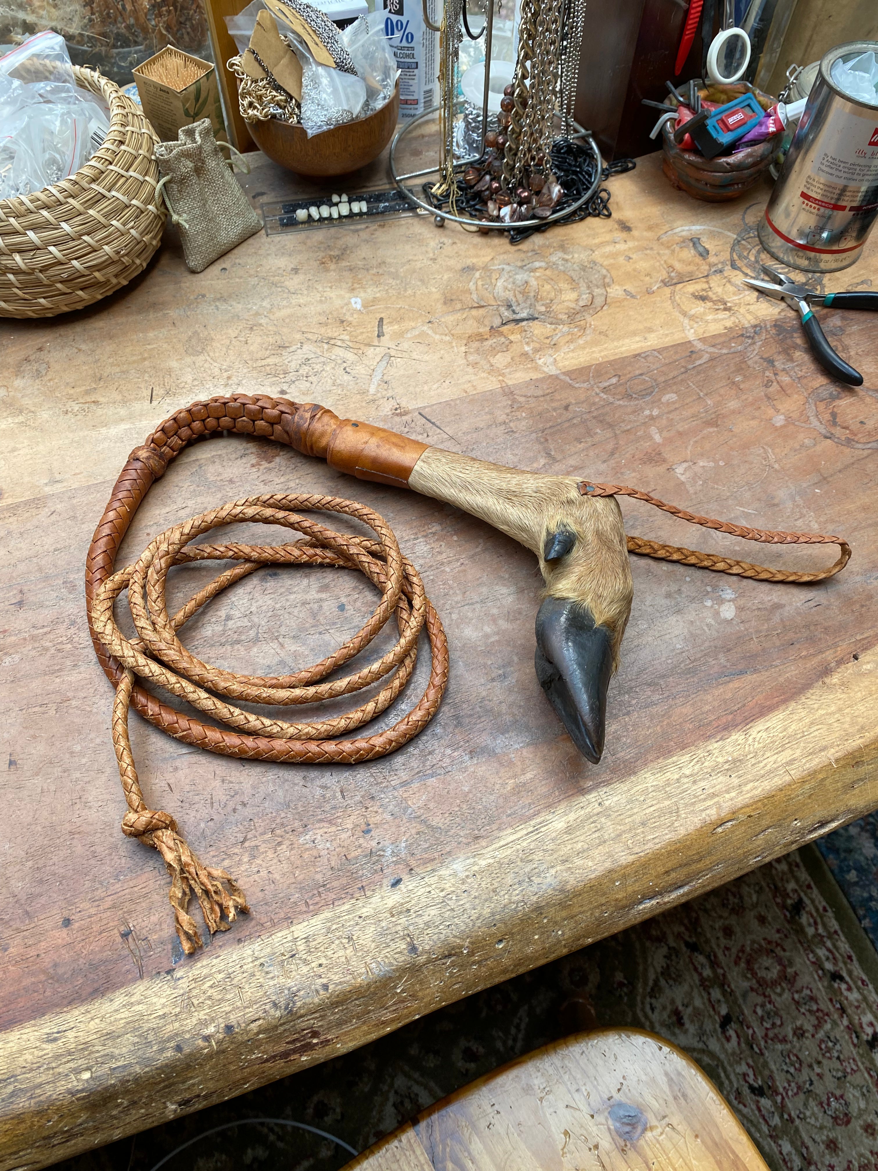 Large Deer Leg Leather Whip