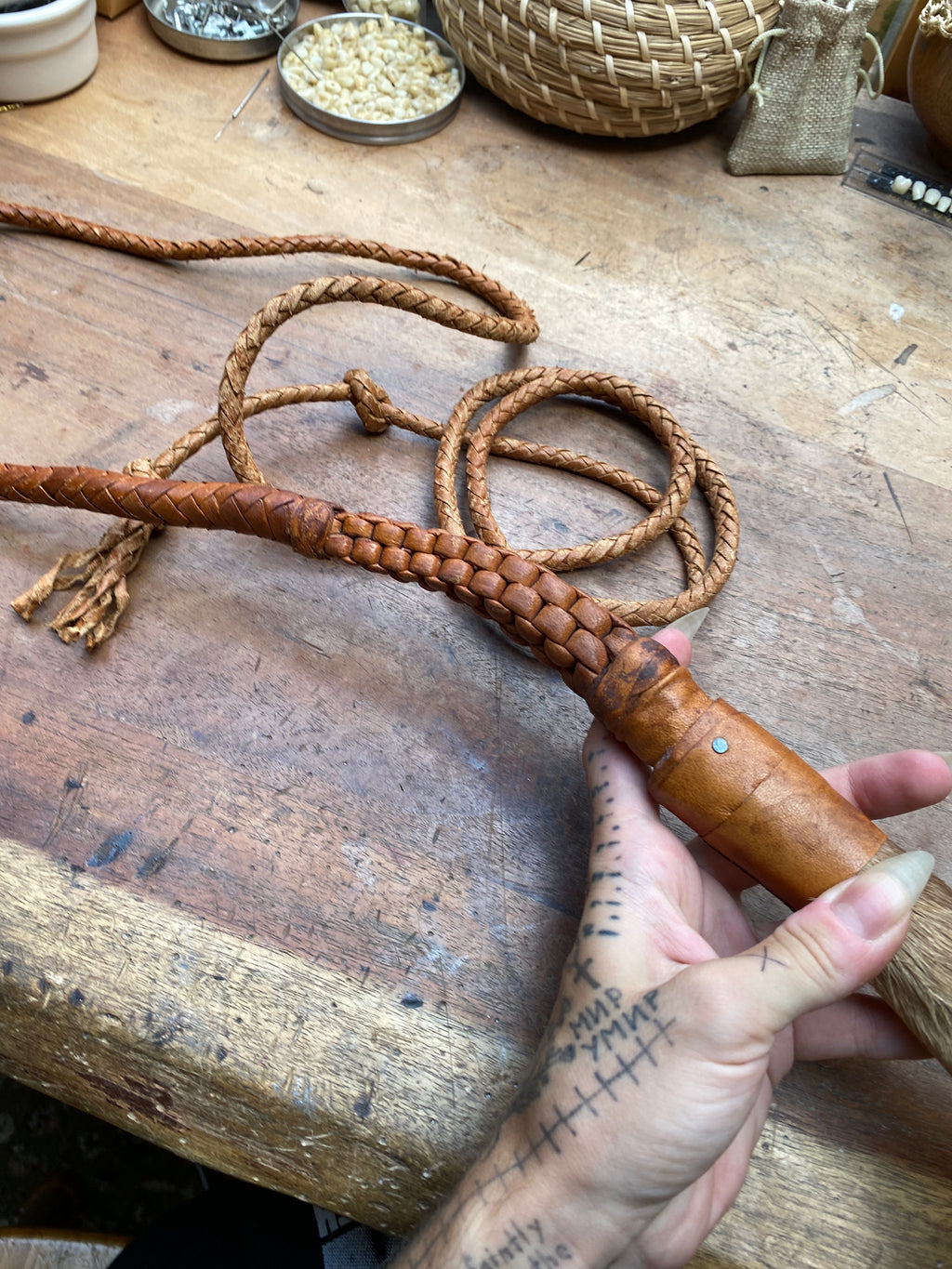 Large Deer Leg Leather Whip