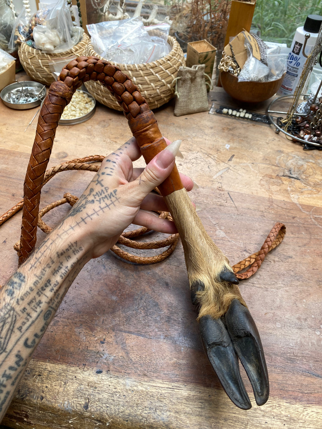 Large Deer Leg Leather Whip
