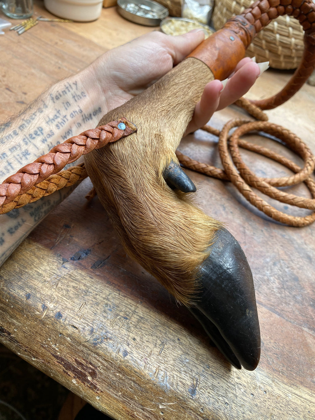 Large Deer Leg Leather Whip