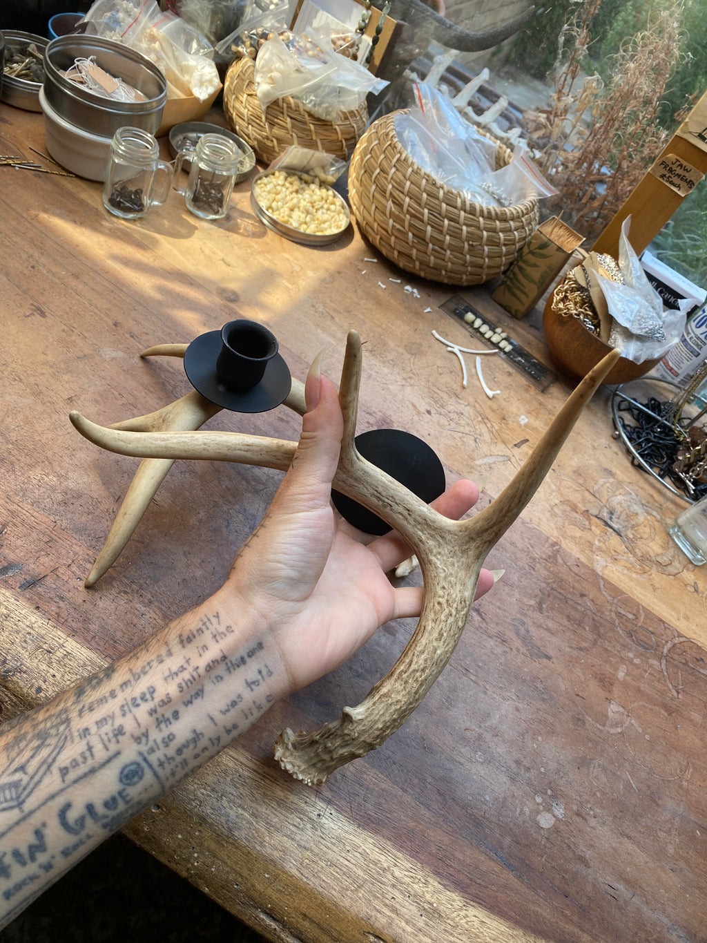 Pair of Antler Candle Holders