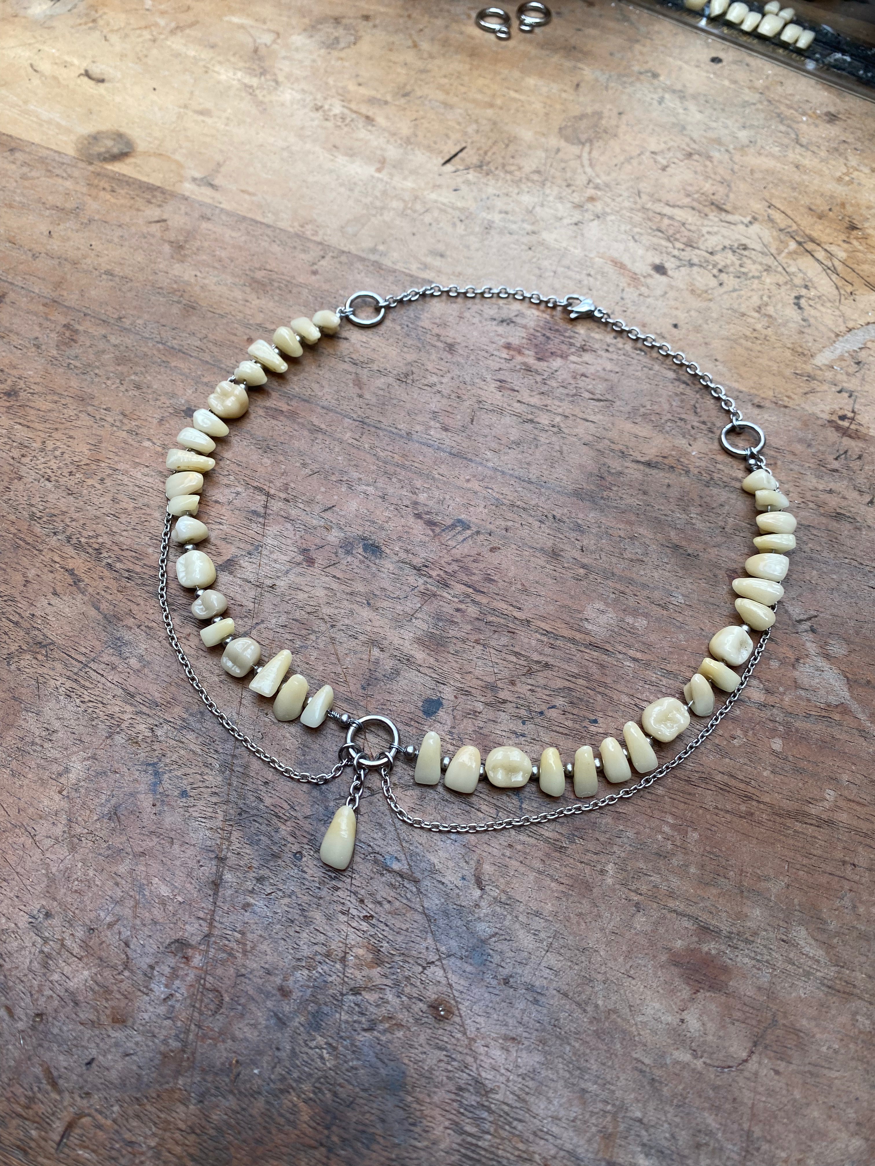 Dental Ceramic Teeth and Chains Neckace