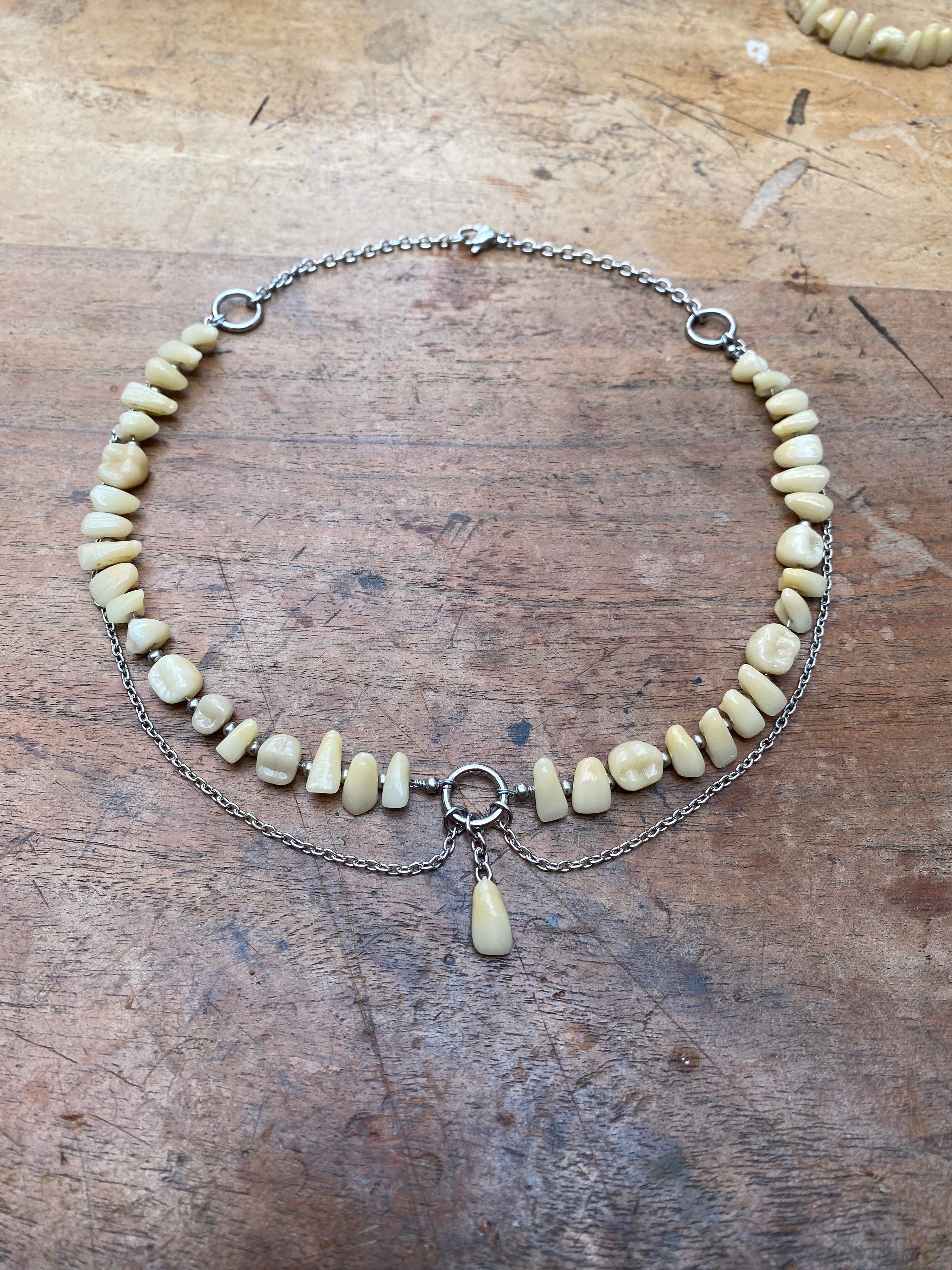 Dental Ceramic Teeth and Chains Neckace