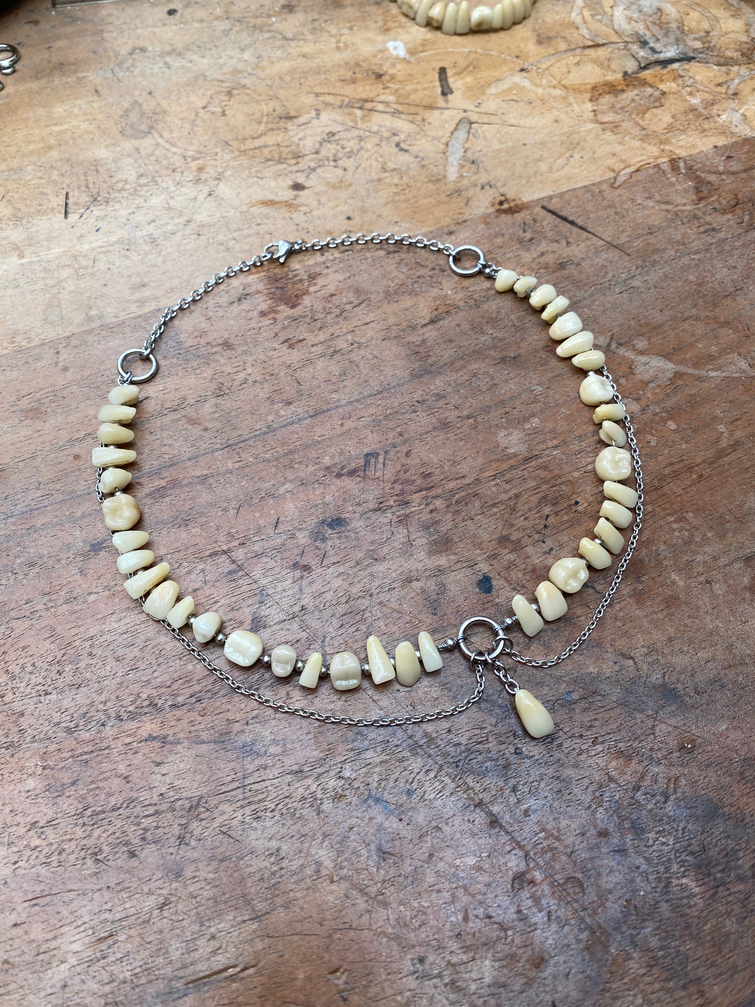 Dental Ceramic Teeth and Chains Neckace