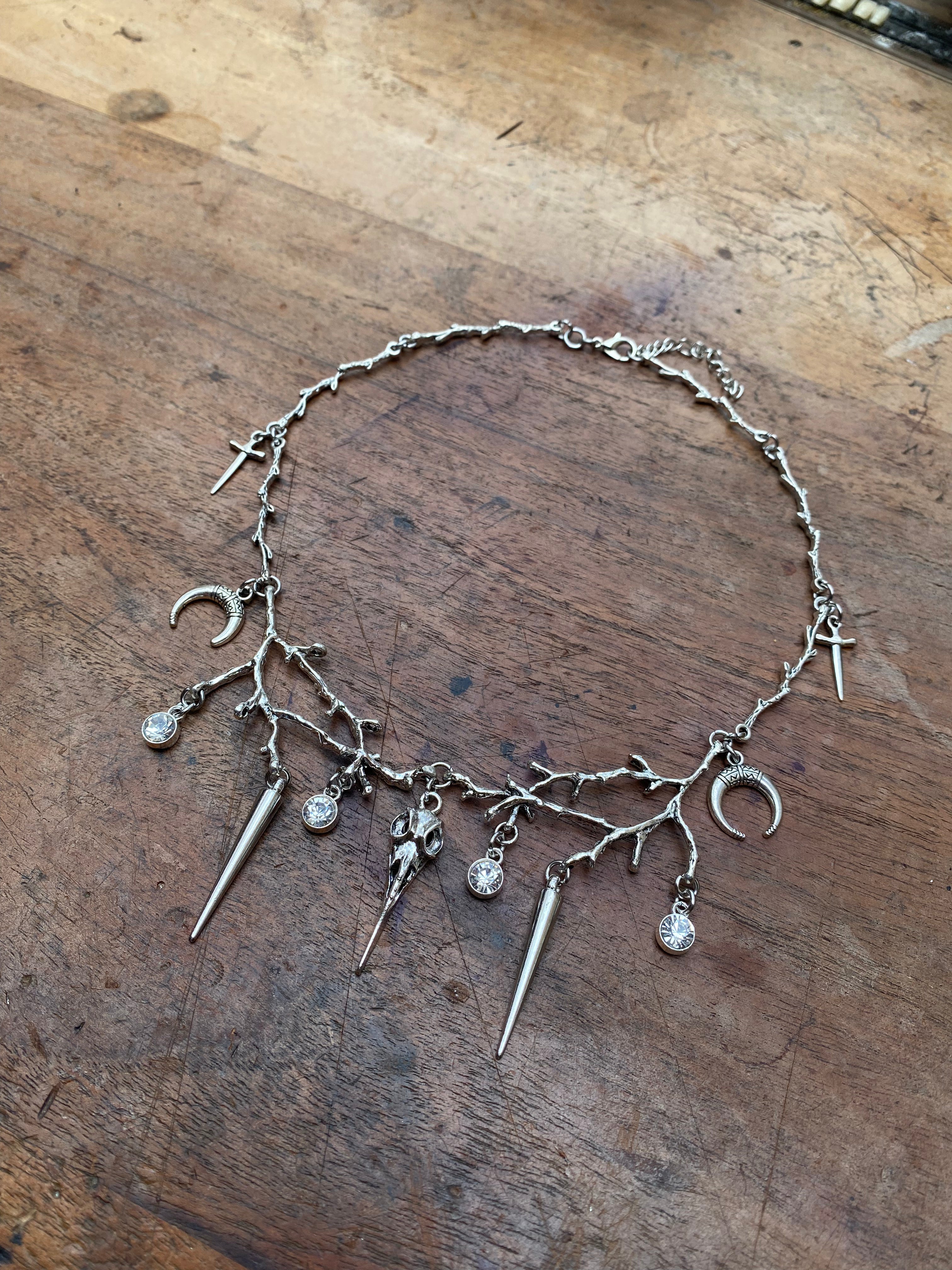 Tree Braches and Crow Skull Necklace