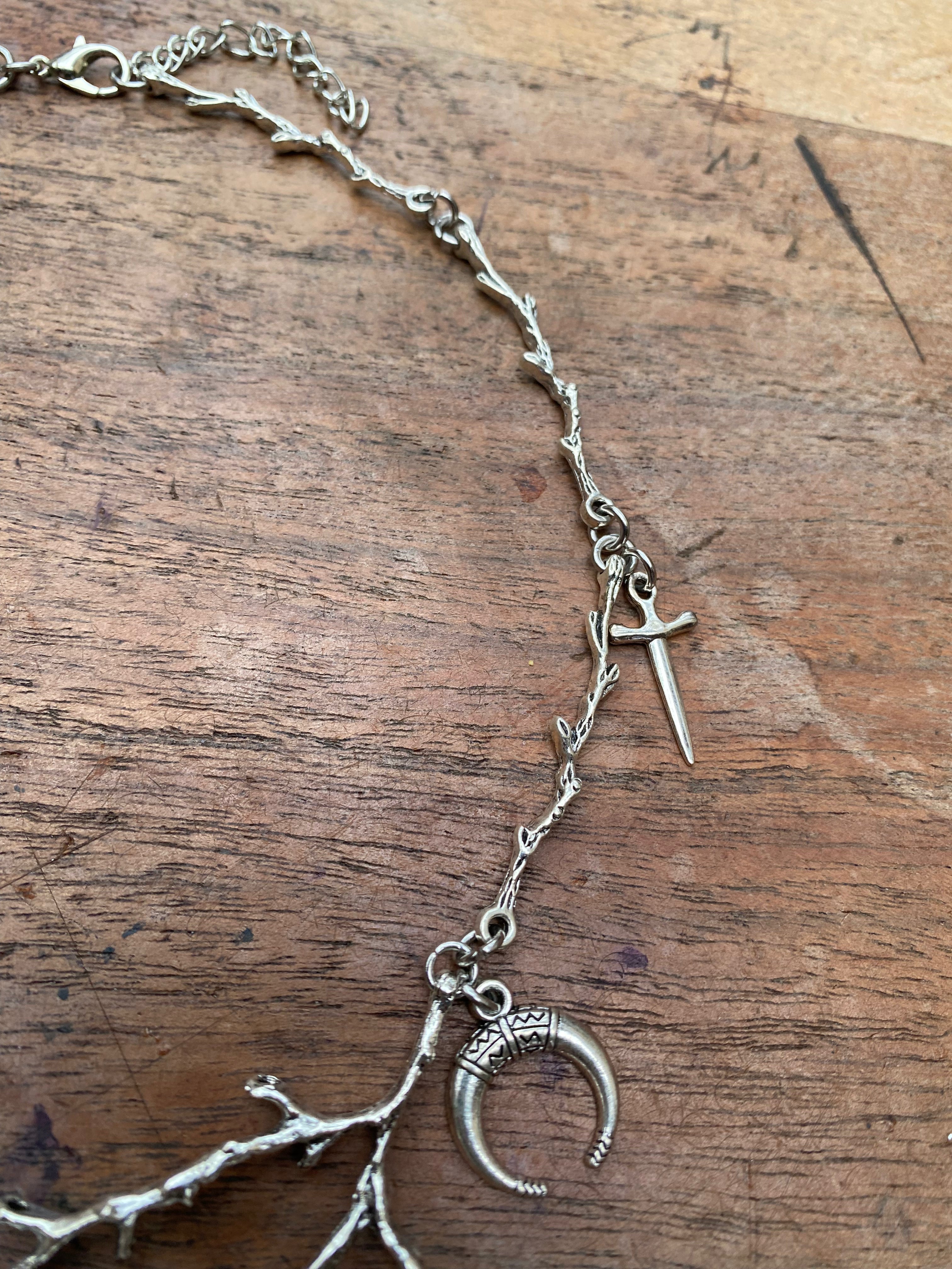 Tree Braches and Crow Skull Necklace