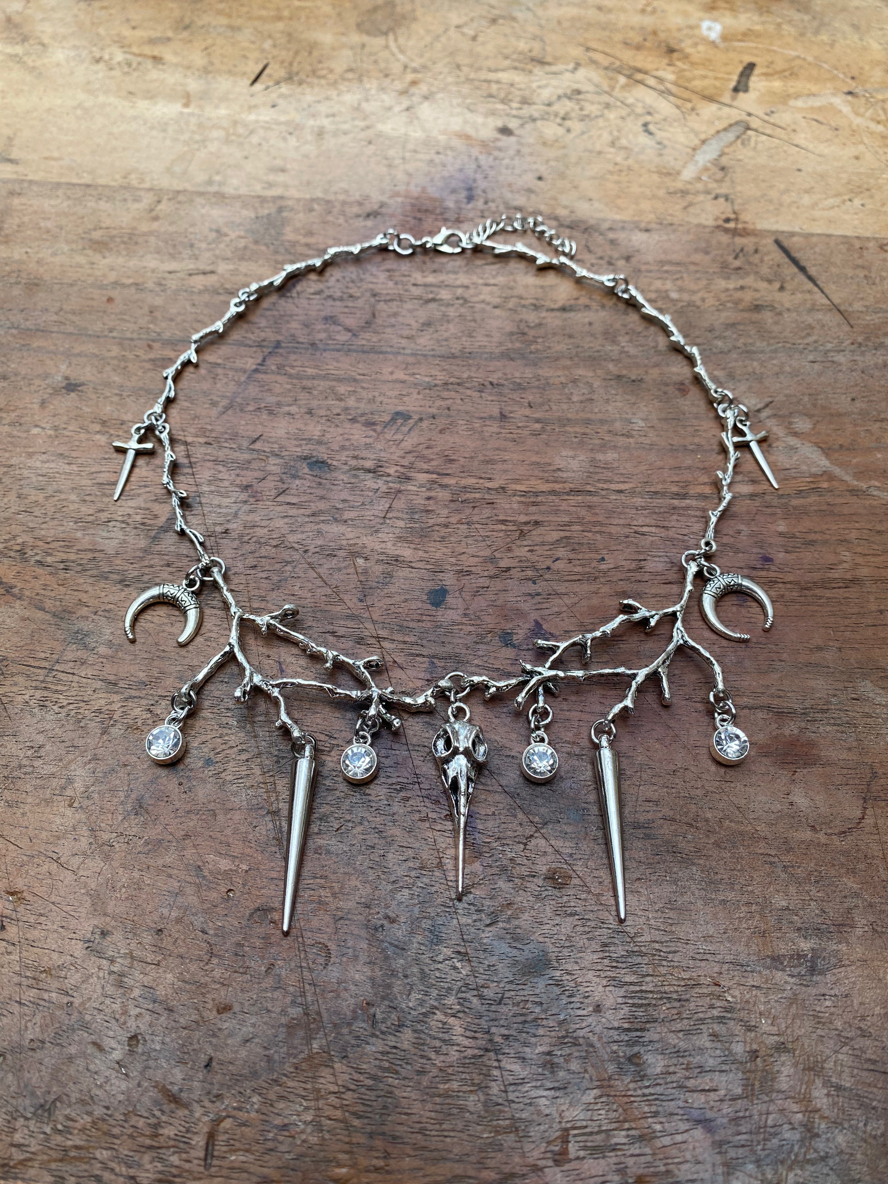 Tree Braches and Crow Skull Necklace