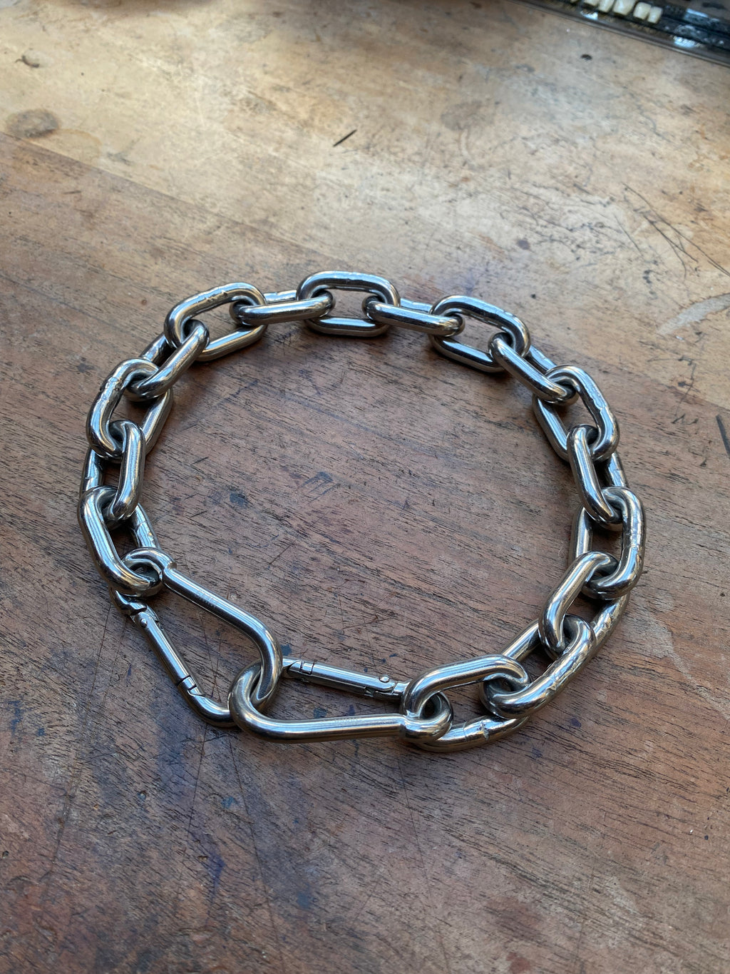 Heavy Stainless Steel Chain Collar with Carabiners