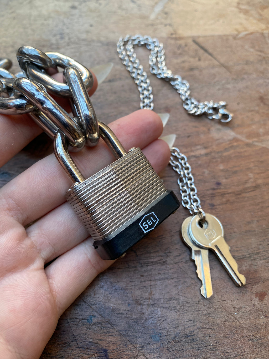 Heavy Stainless Steel Locked Collar and Keys Set
