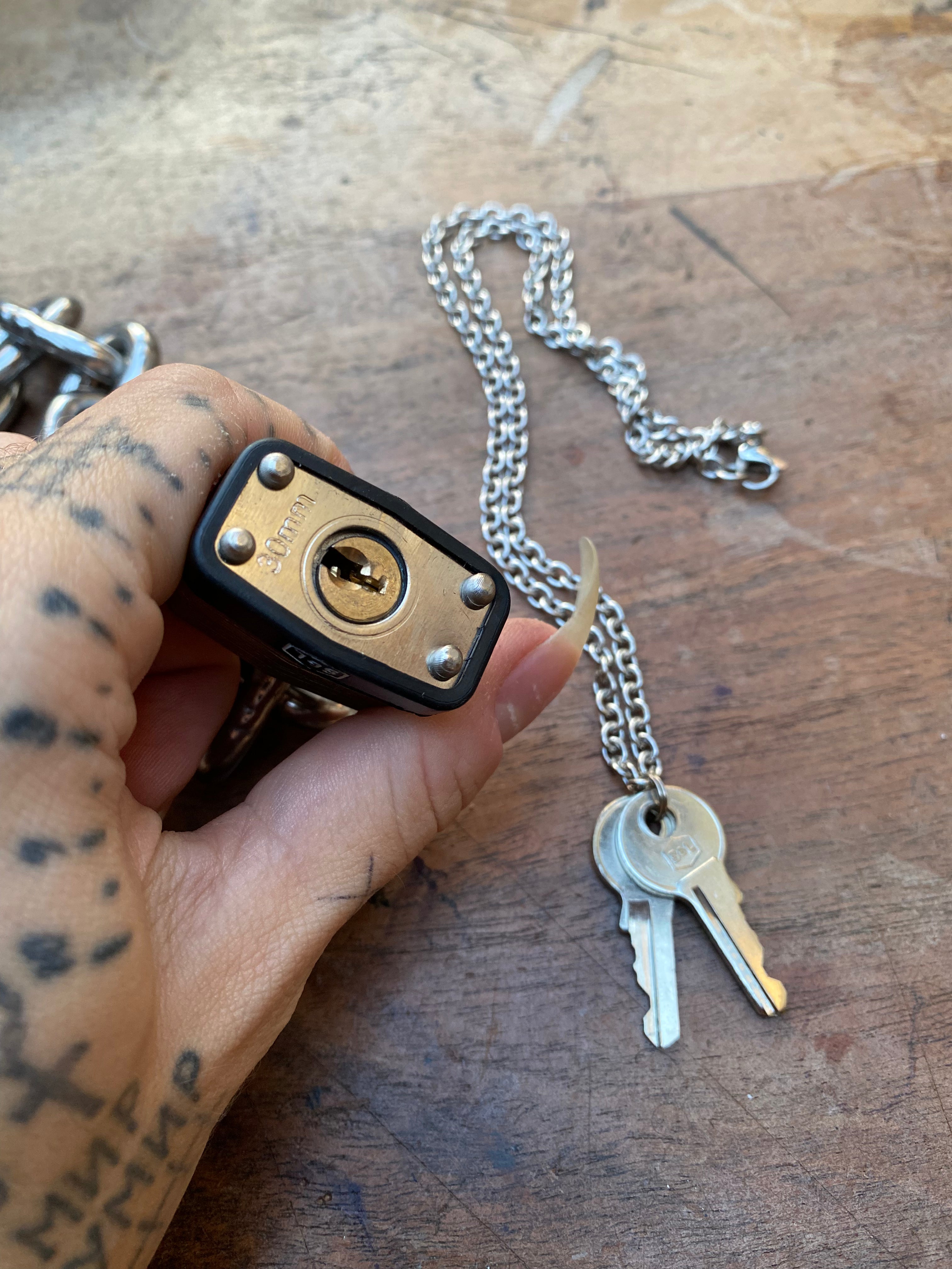 Heavy Stainless Steel Locked Collar and Keys Set