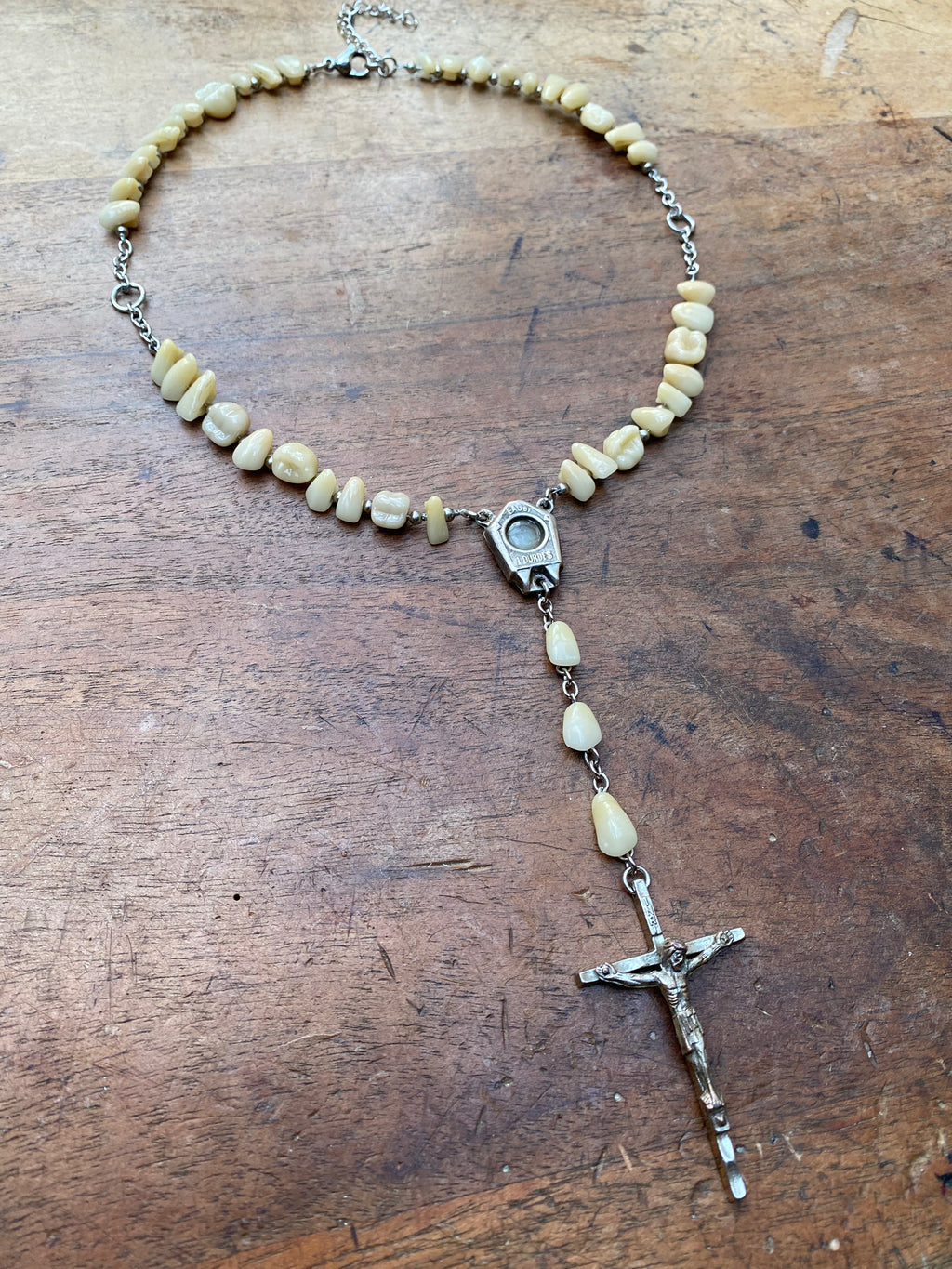Ceramic Teeth Lourdes Rosary Necklace