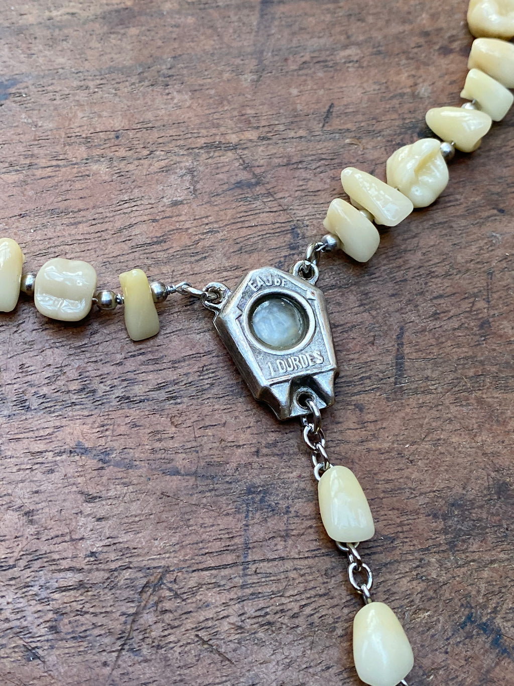 Ceramic Teeth Lourdes Rosary Necklace