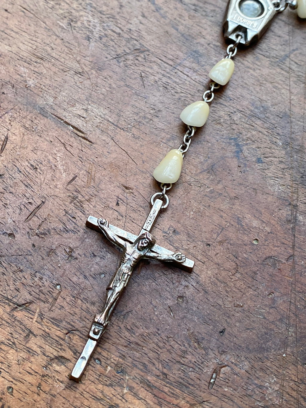Ceramic Teeth Lourdes Rosary Necklace