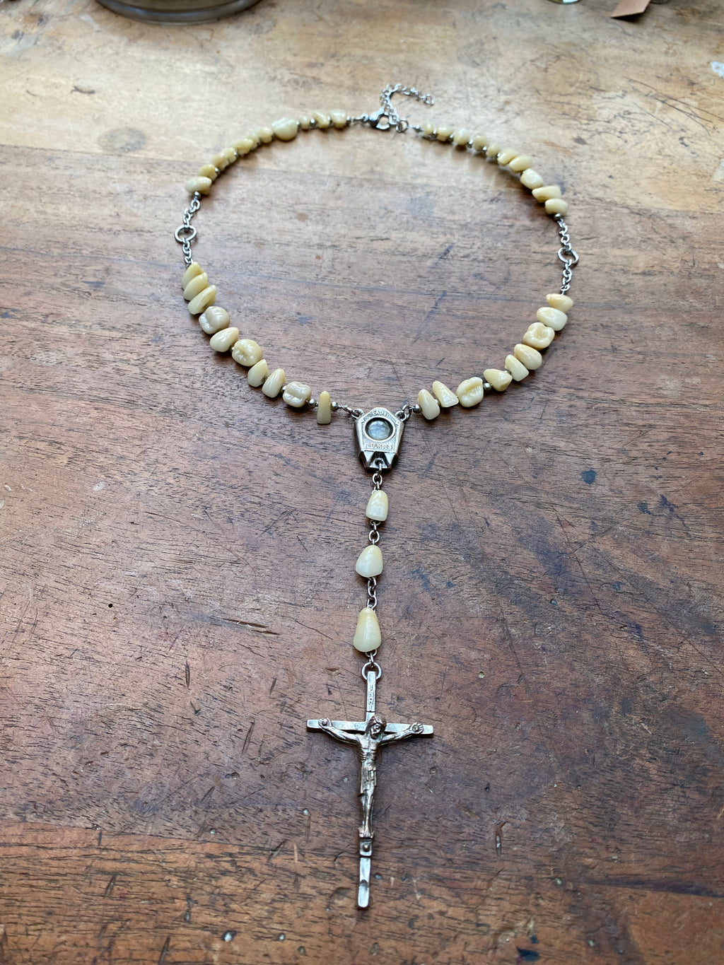 Ceramic Teeth Lourdes Rosary Necklace