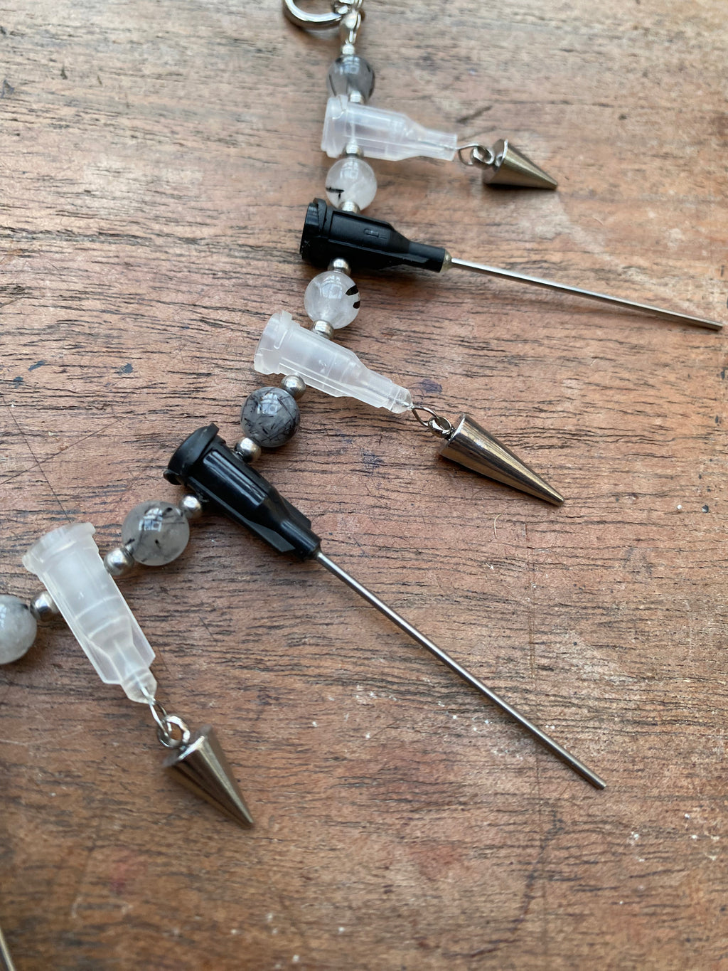 Syringe with Secret Glass Vial and Needles Necklace