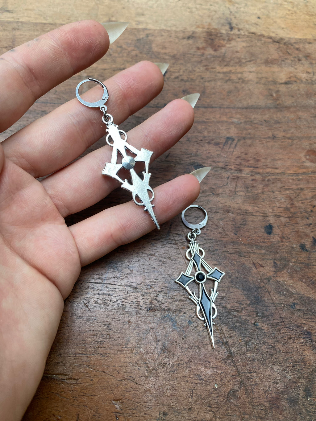 Black and Silver Cross Earrings