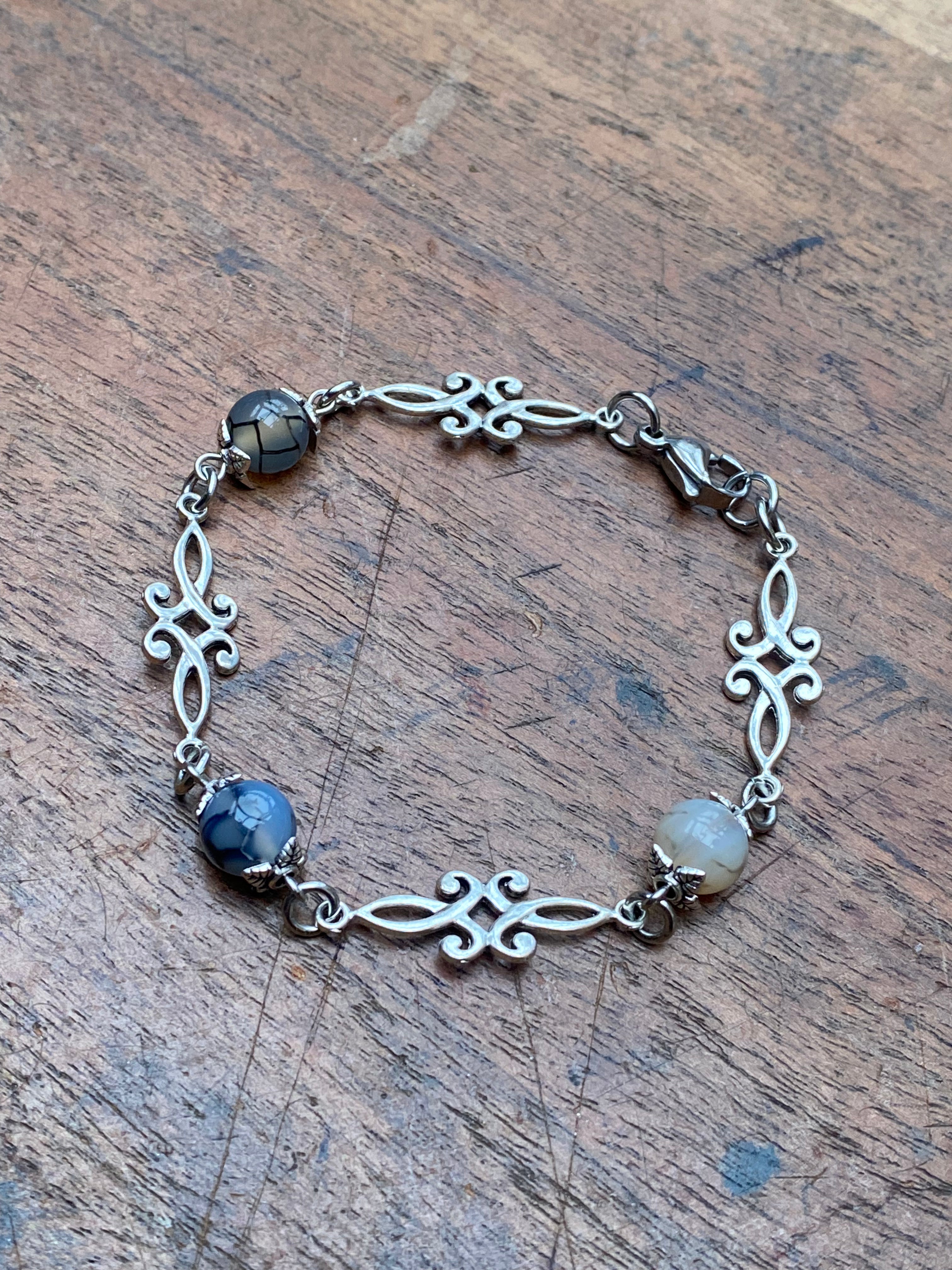 Dragon Vein Agate Filigree Bracelet