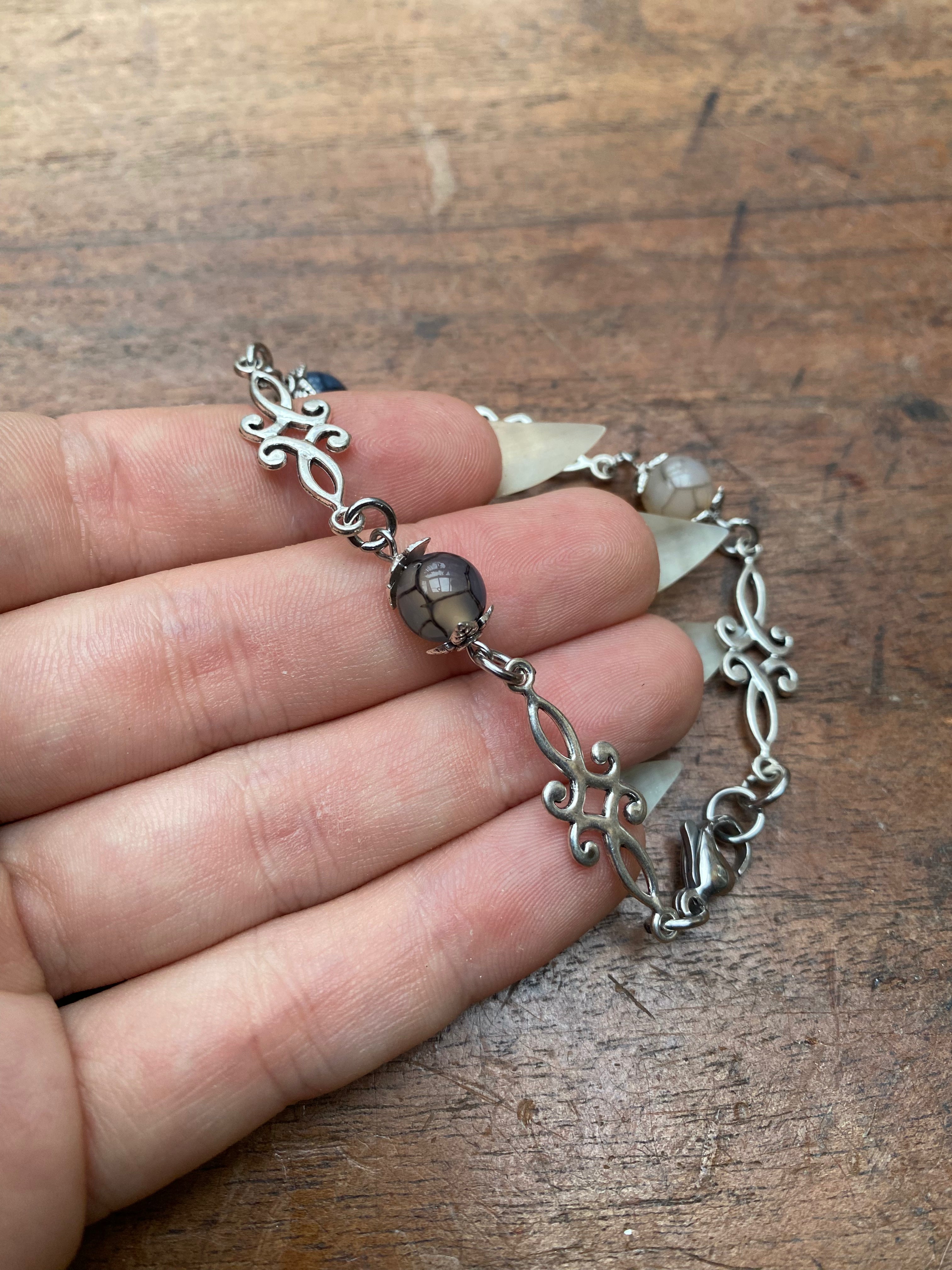 Dragon Vein Agate Filigree Bracelet