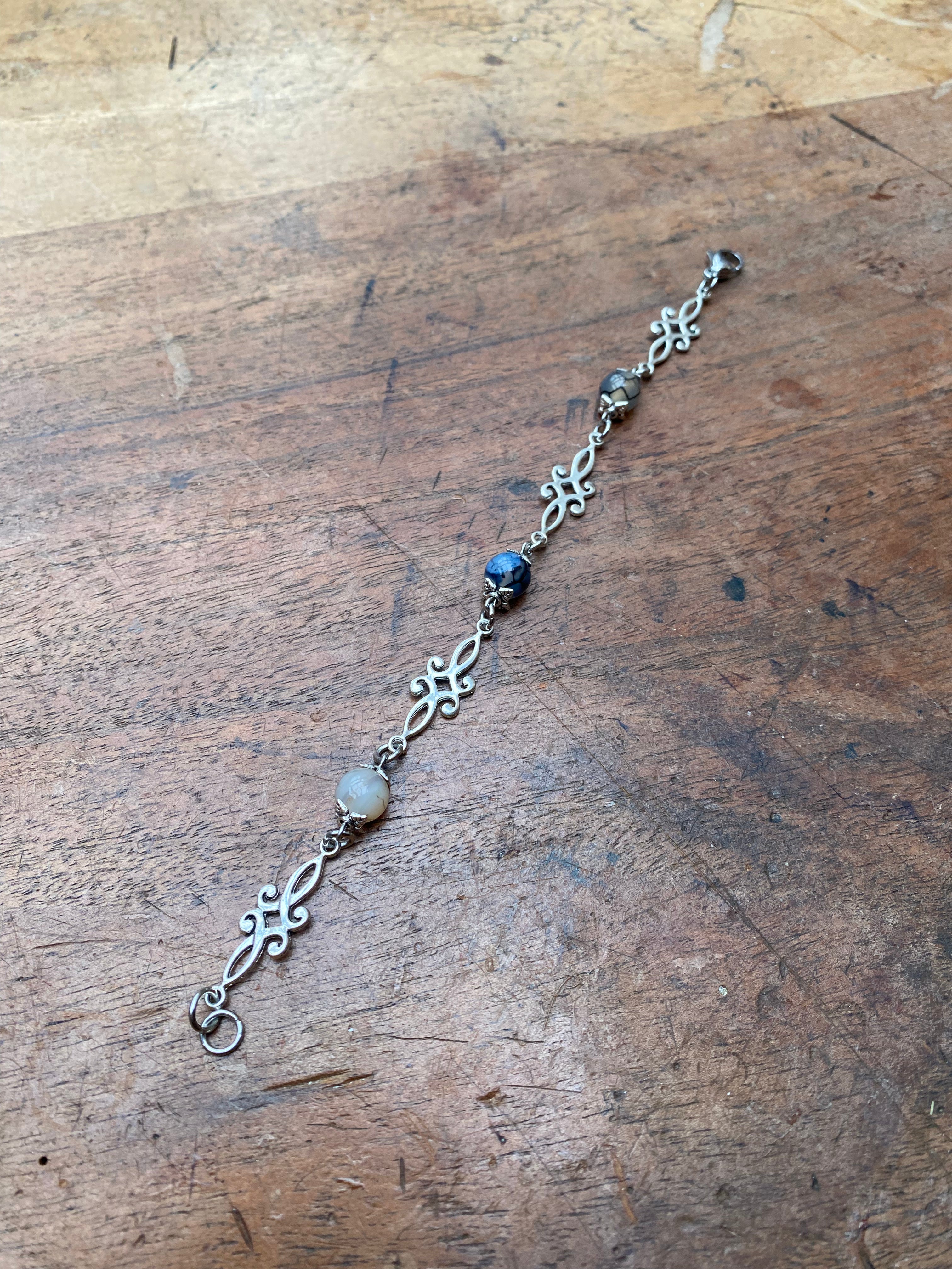 Dragon Vein Agate Filigree Bracelet