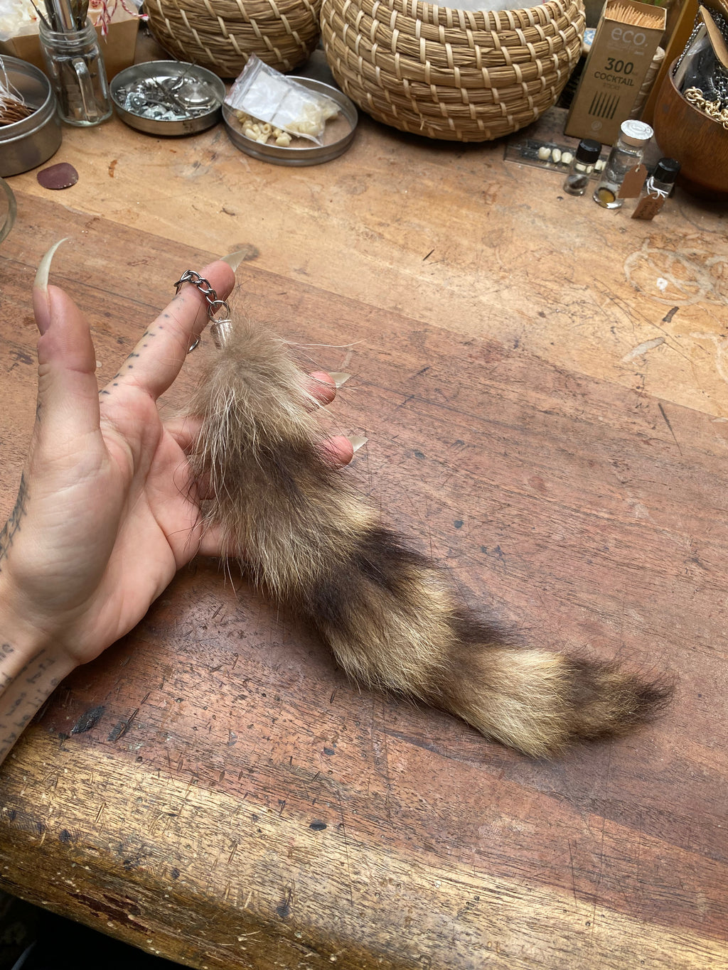 Raccoon Tail Keychain