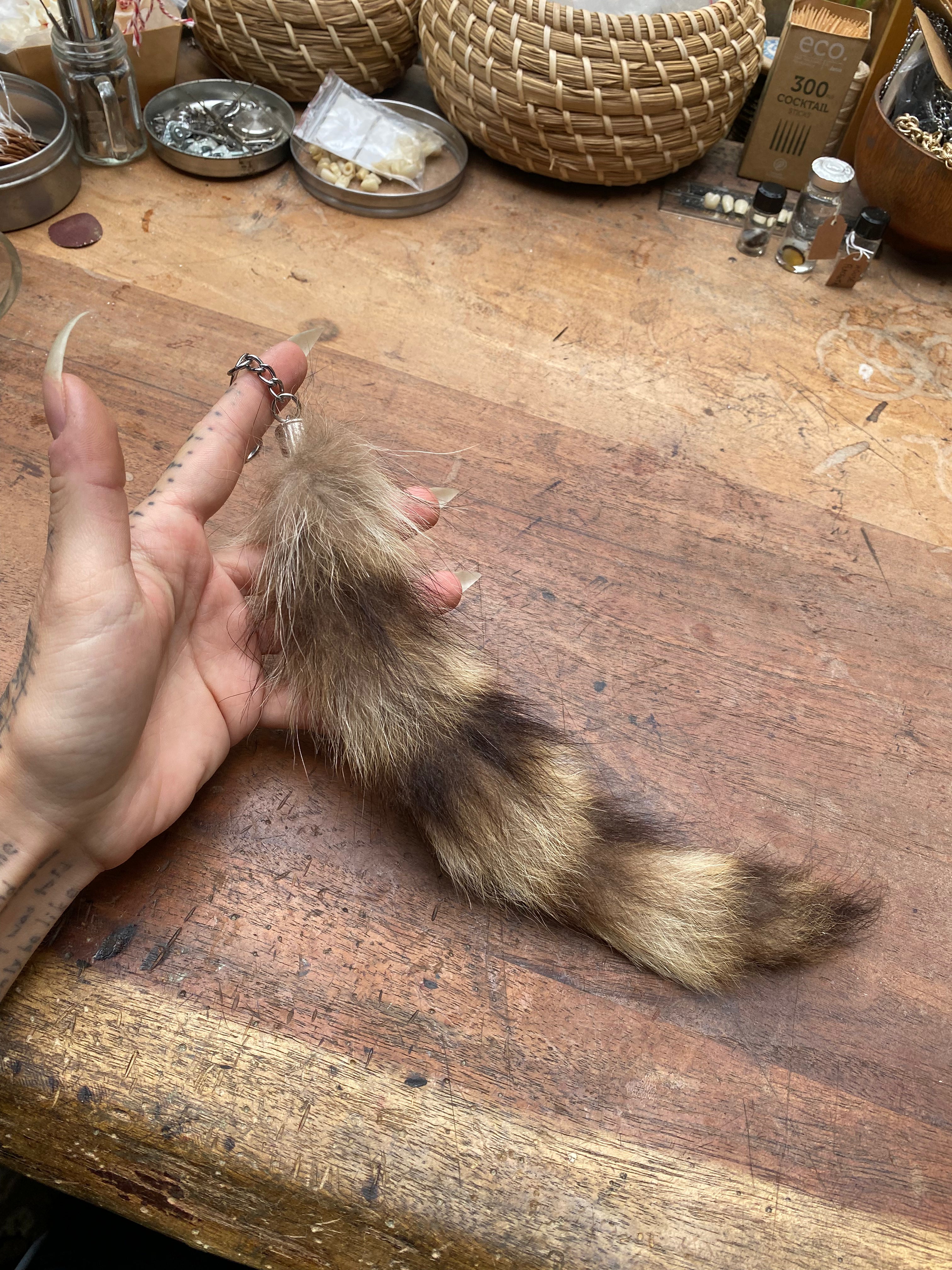 Raccoon Tail Keychain
