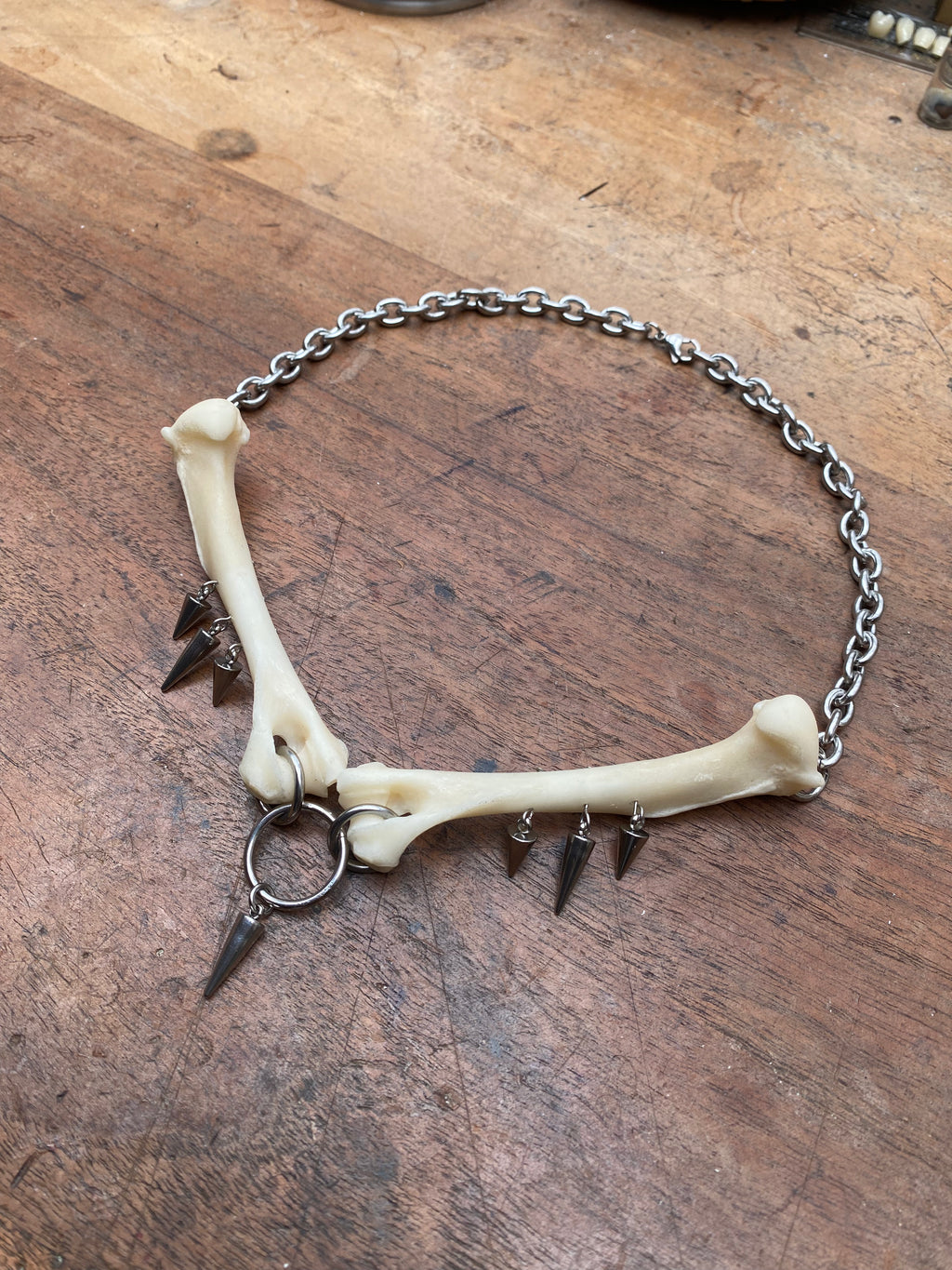 Fox Femurs and Spikes Stainless Steel Necklace