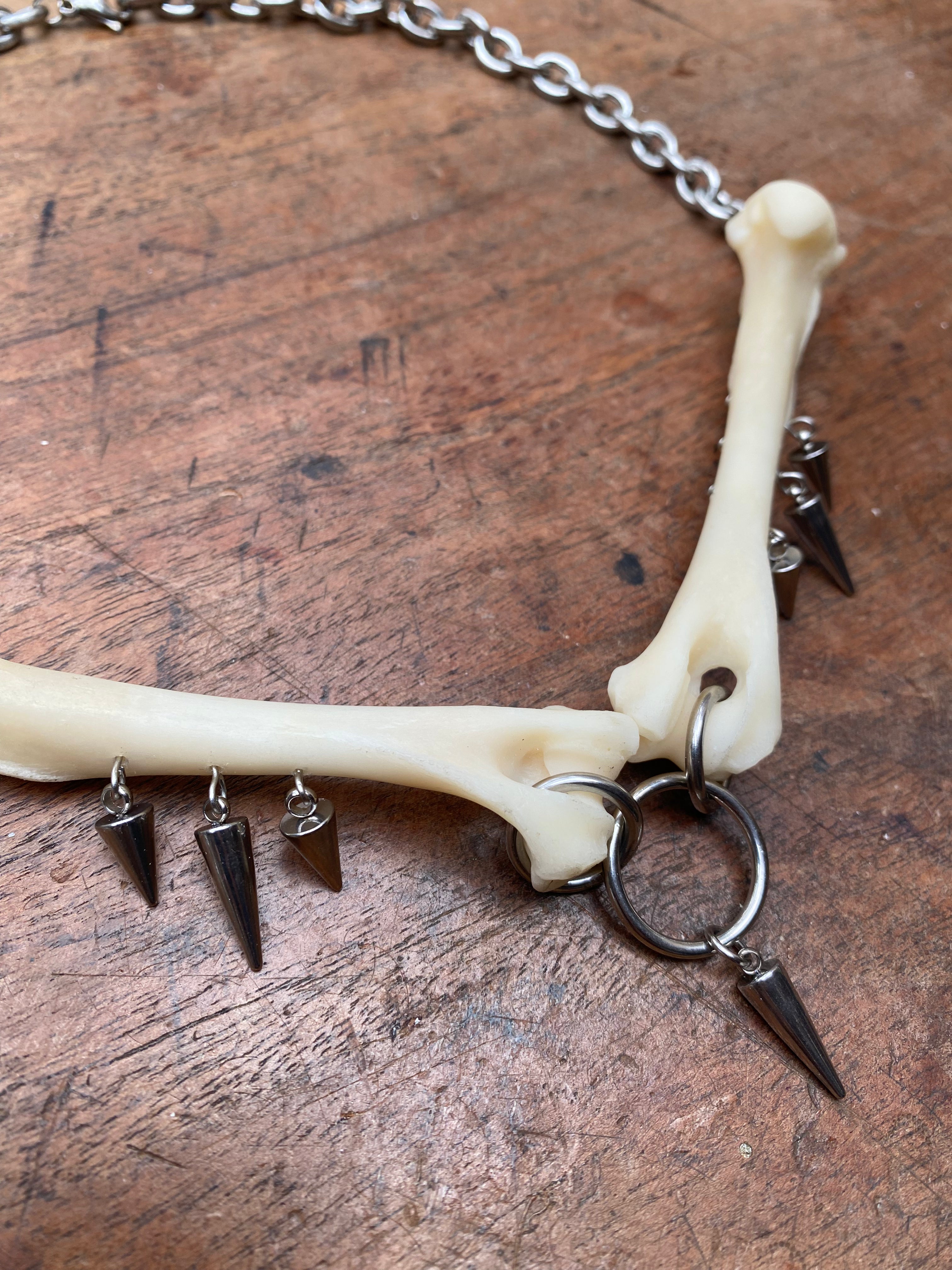 Fox Femurs and Spikes Stainless Steel Necklace