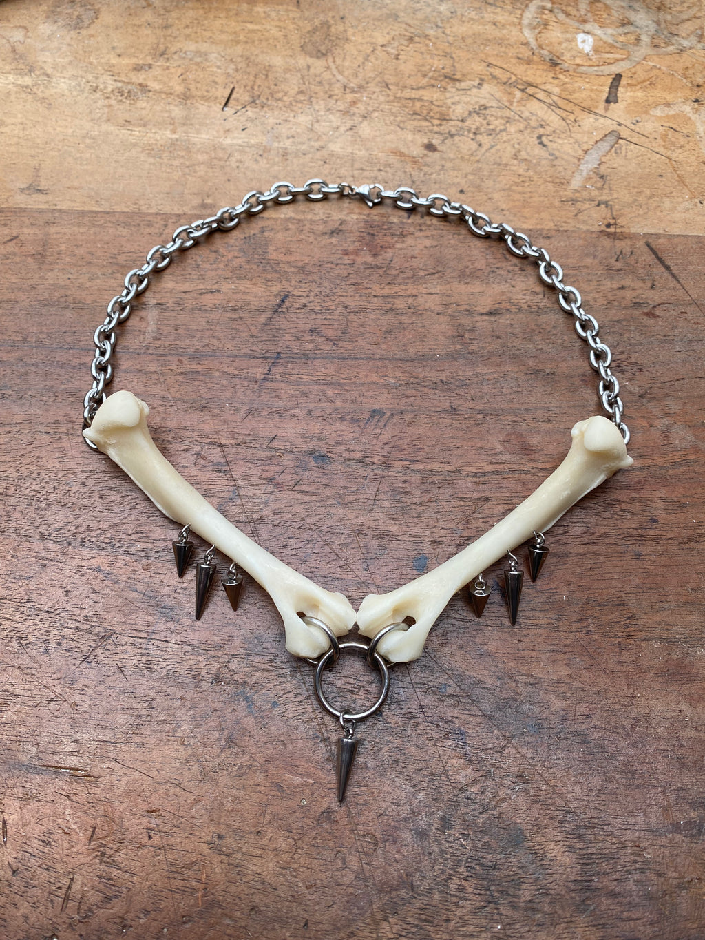 Fox Femurs and Spikes Stainless Steel Necklace
