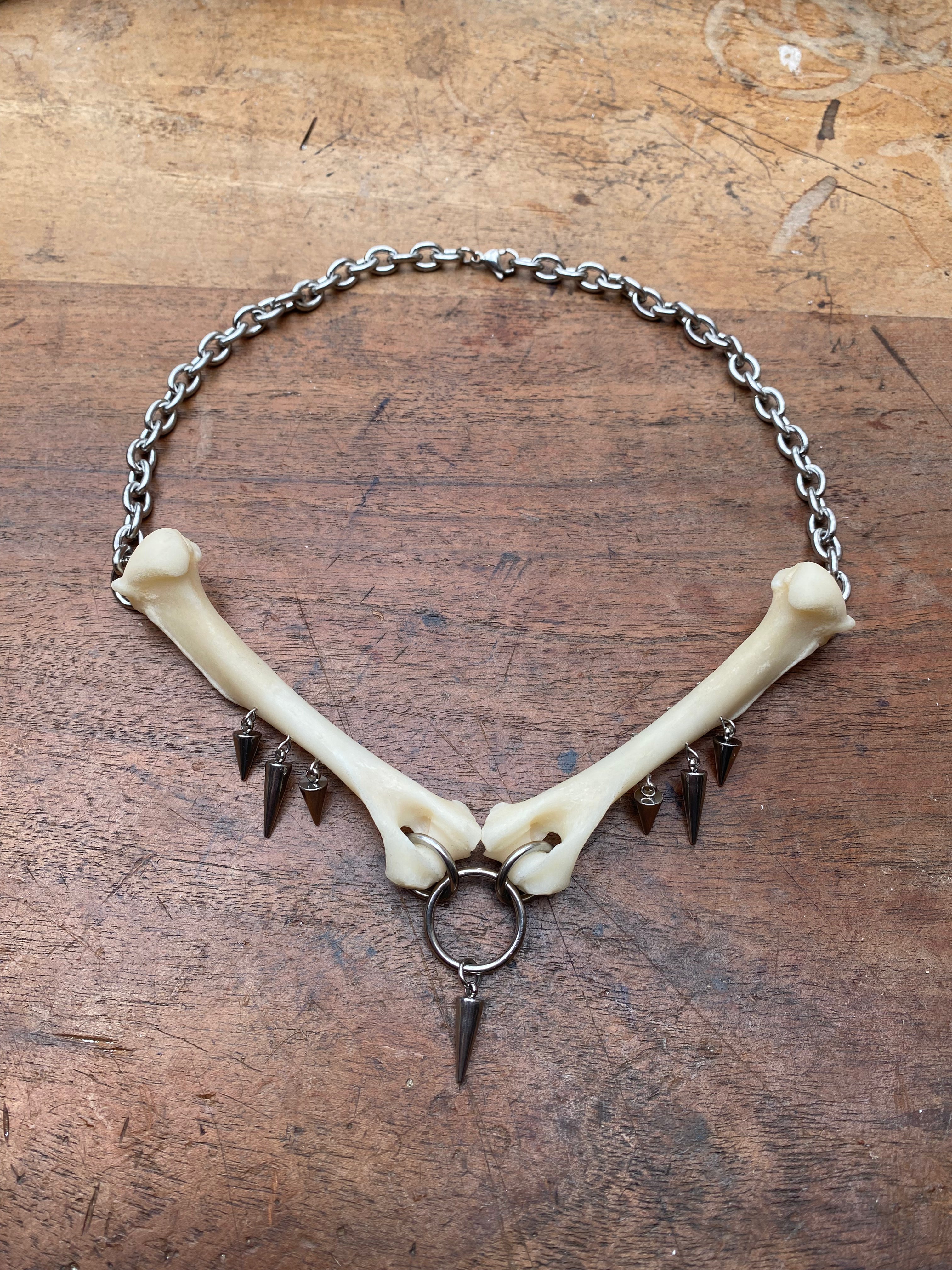 Fox Femurs and Spikes Stainless Steel Necklace