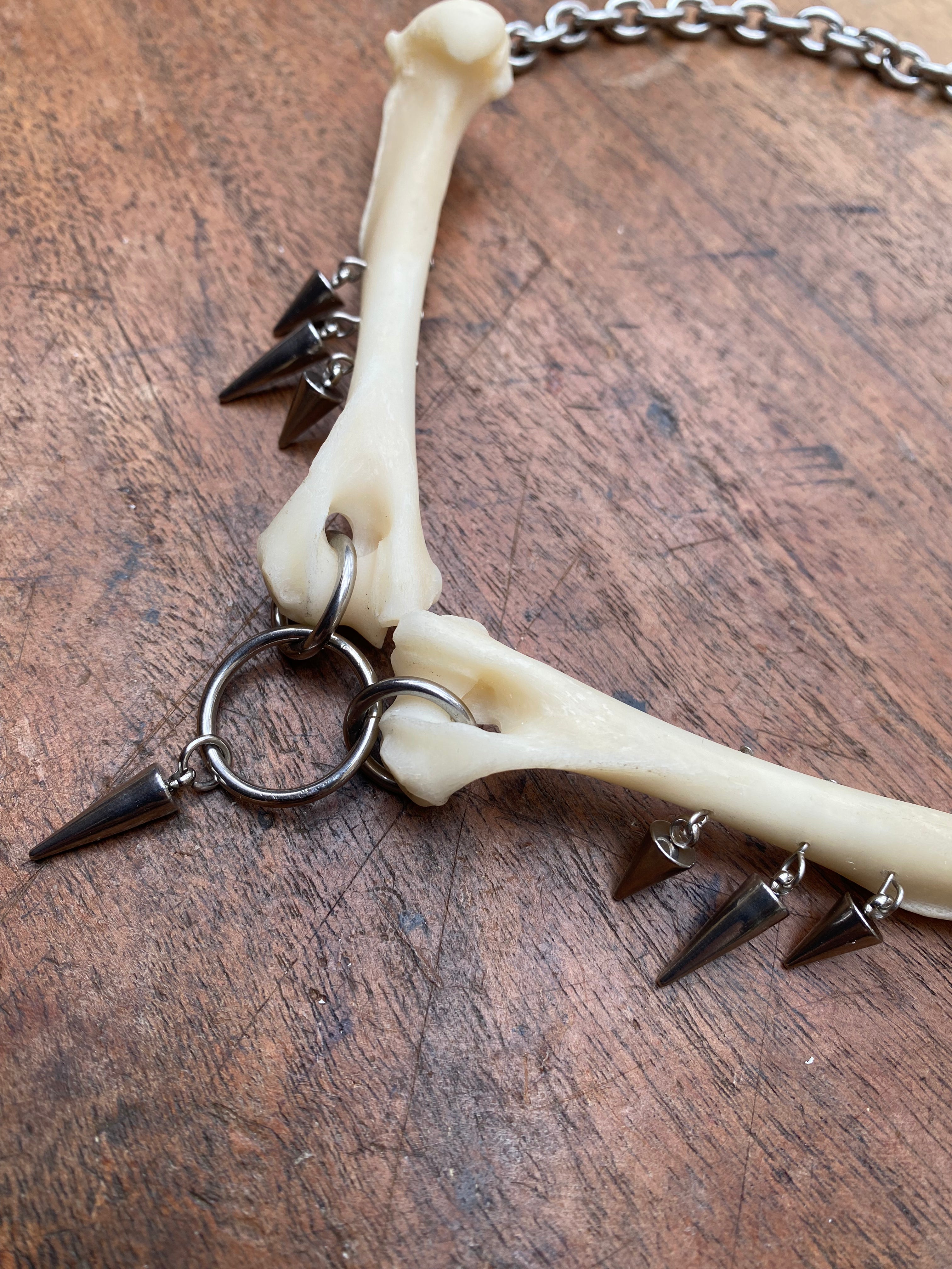 Fox Femurs and Spikes Stainless Steel Necklace