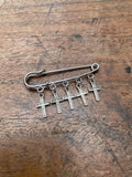 Five Crosses Safety Pin Brooch