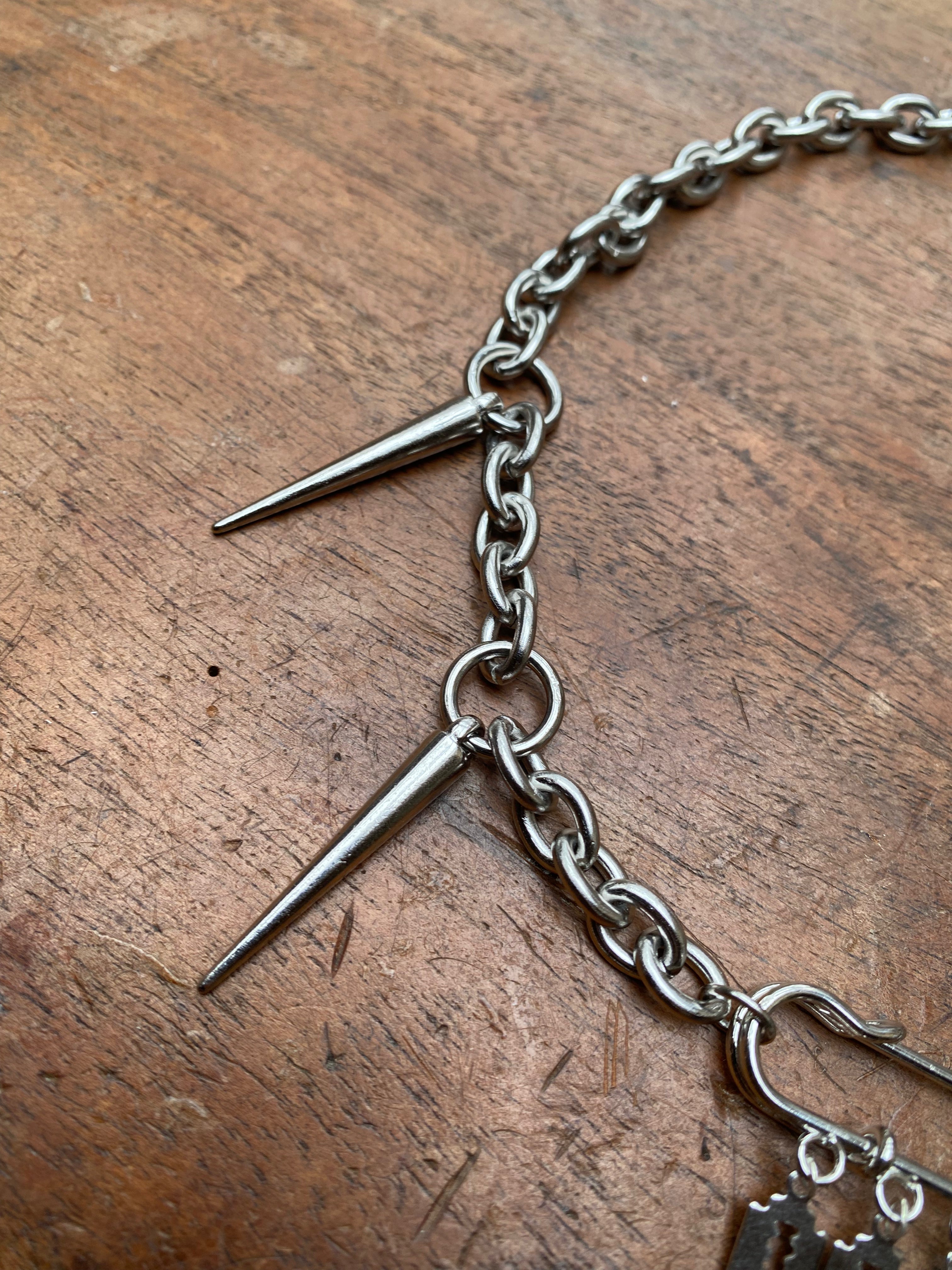 Razors on Safety Pin Chain Necklace