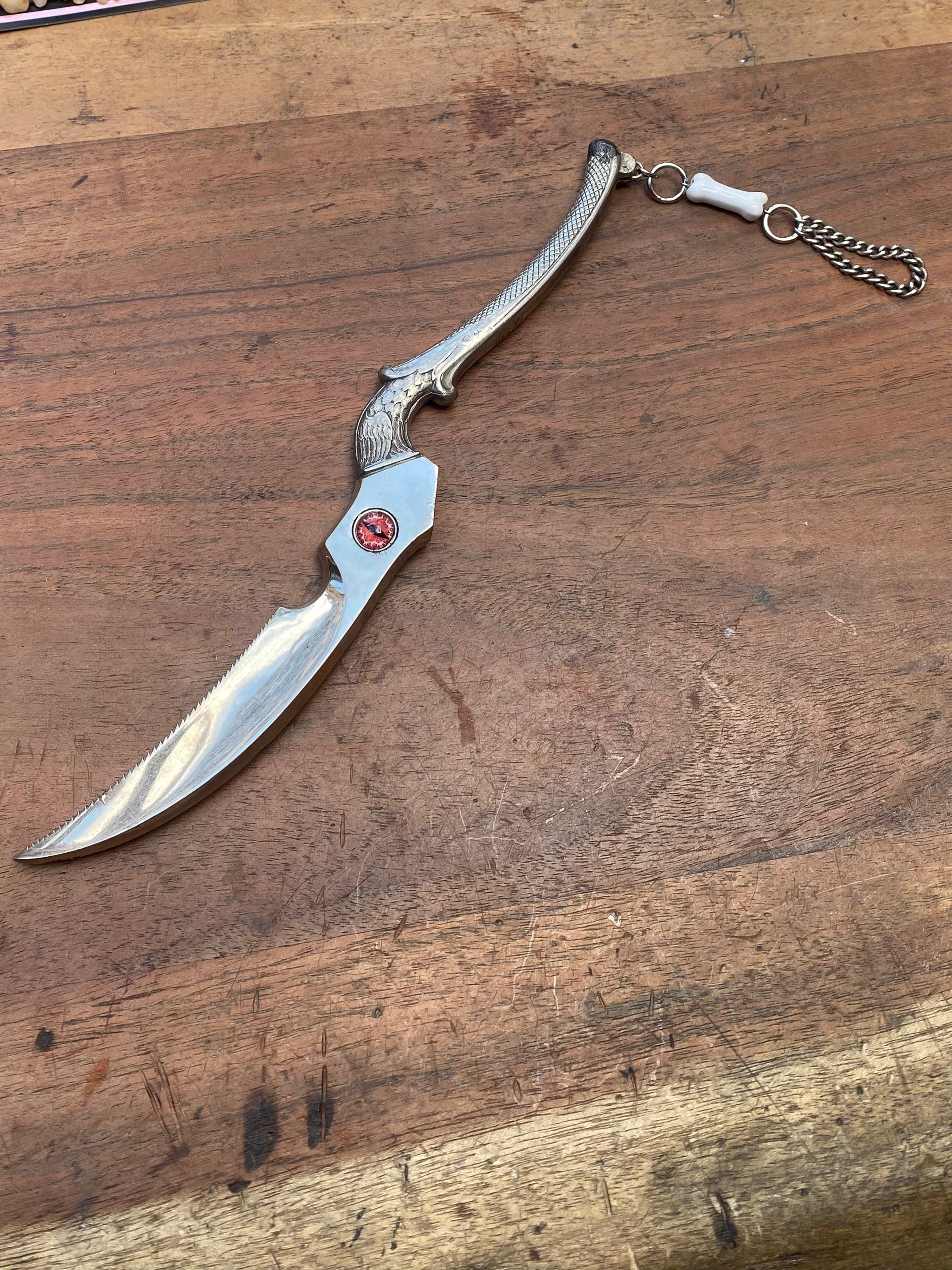 Decorated Red Eye and Bone Bead Dagger
