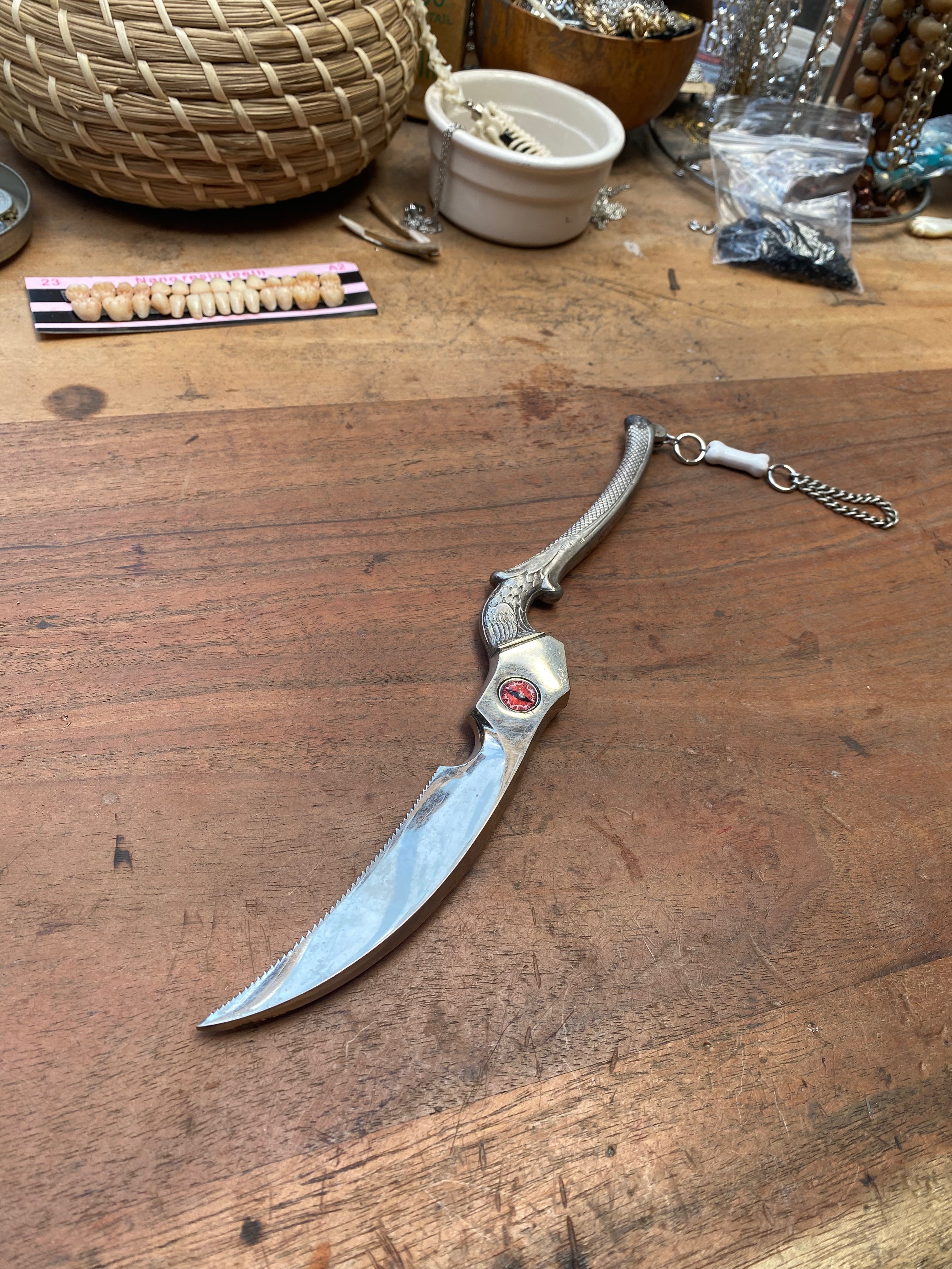 Decorated Red Eye and Bone Bead Dagger