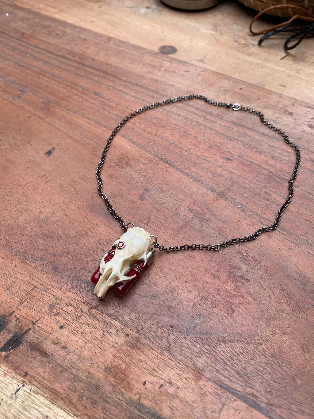 Rat Skull and Blood Vials Necklace