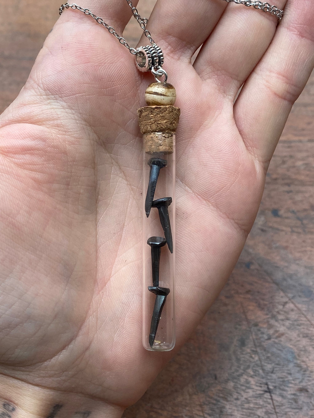 Coffin Nails Glass Vial Necklace