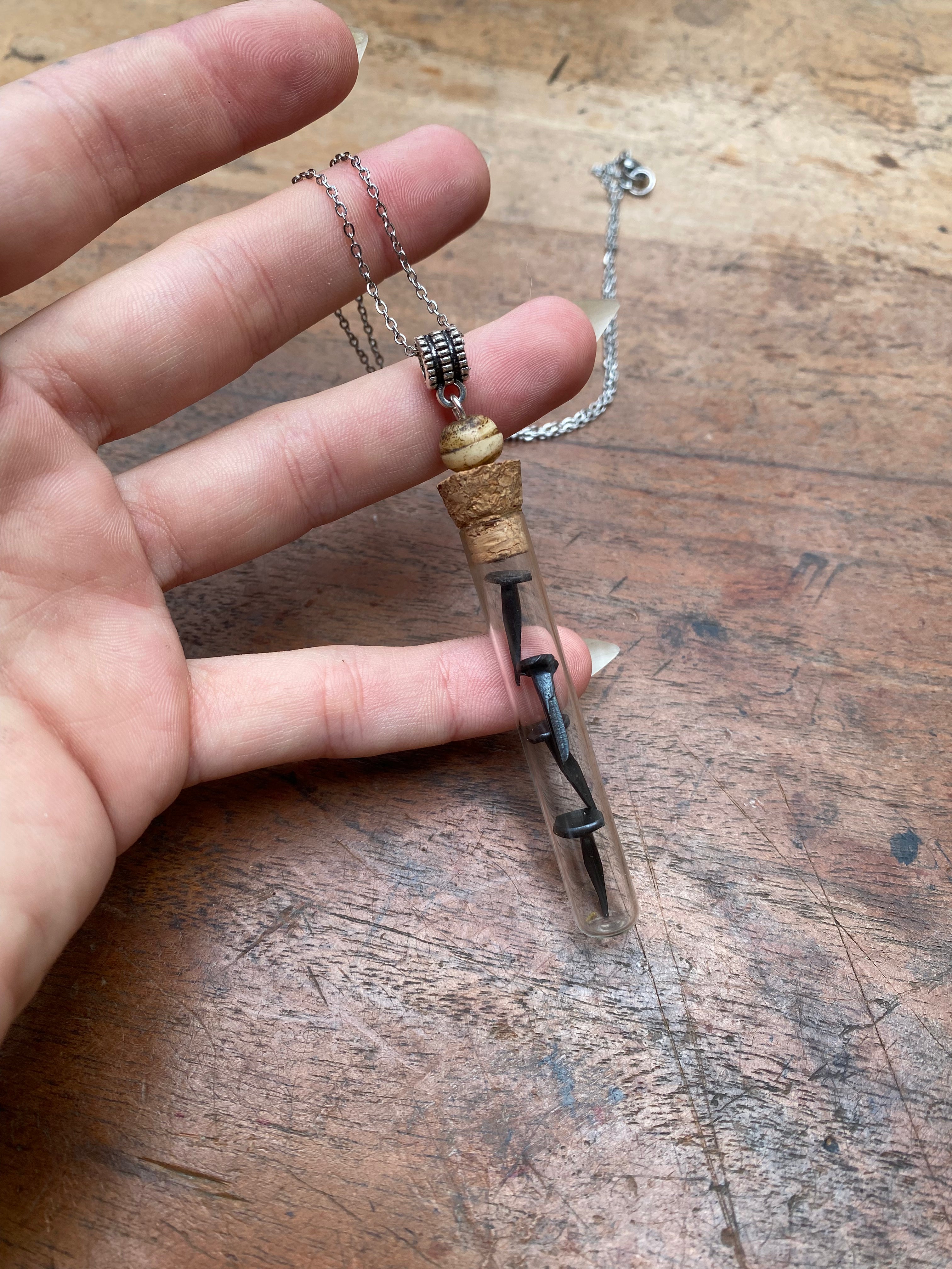Coffin Nails Glass Vial Necklace