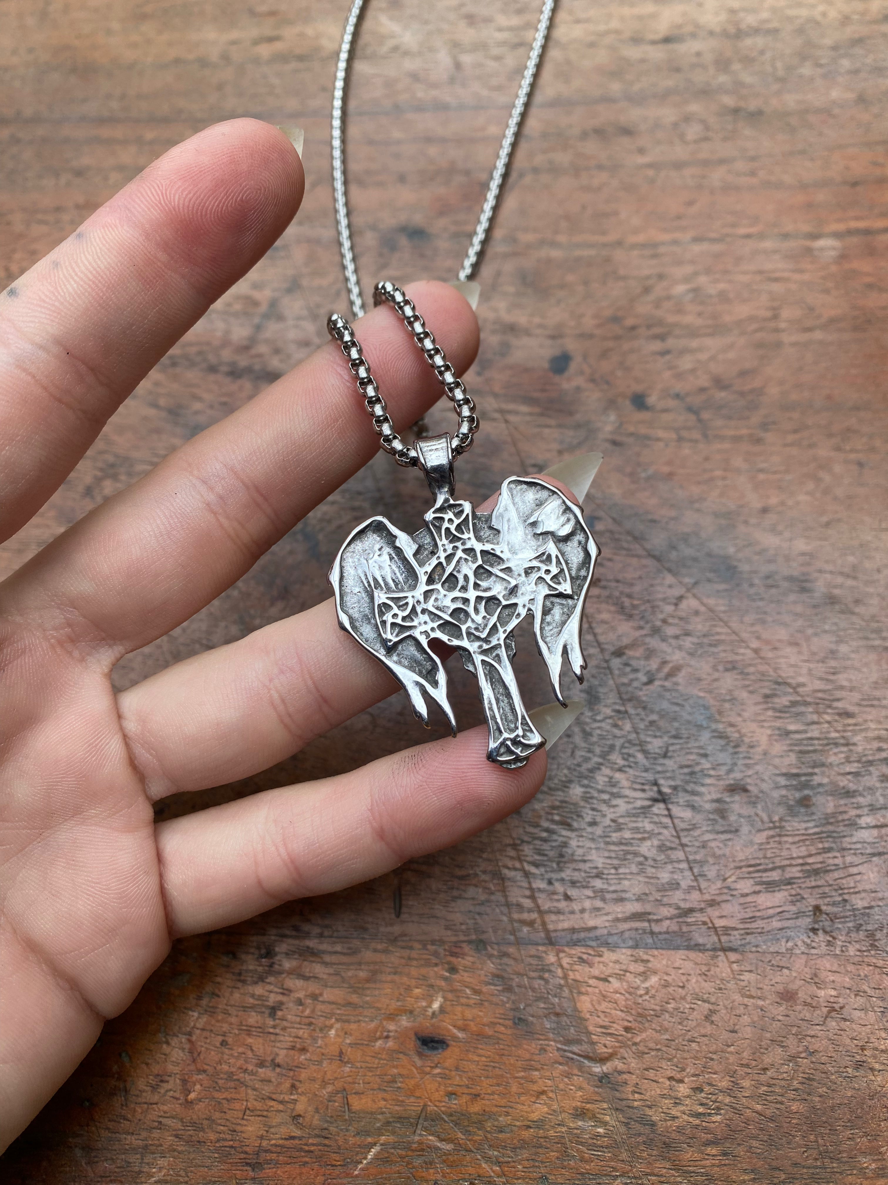 Gold and Silver Steel Knight Pendant Necklace