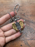 Gold and Silver Steel Knight Pendant Necklace