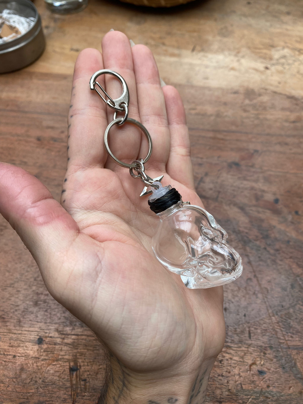 Skull Glass Vial Keychain