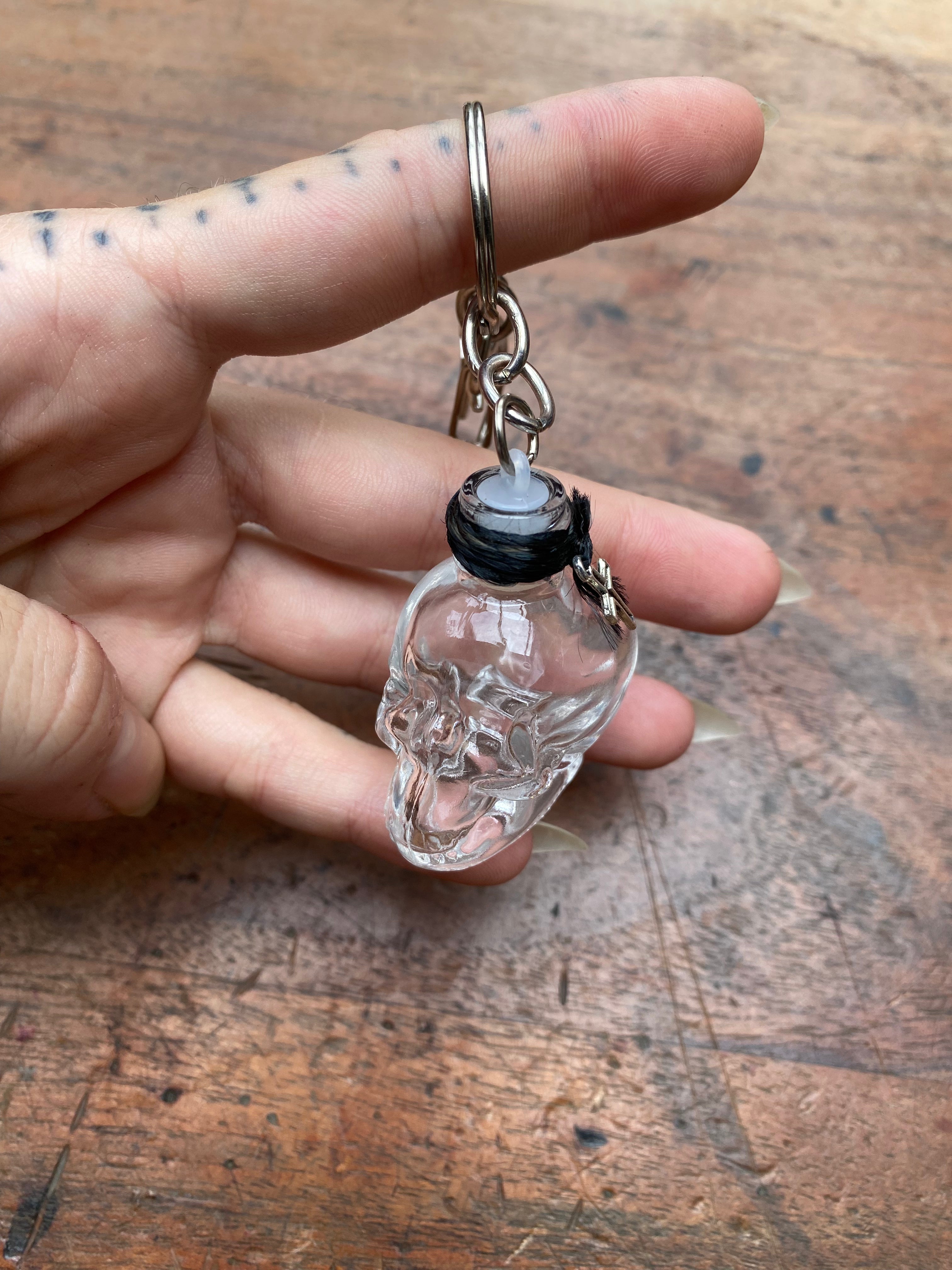 Skull Glass Vial Keychain