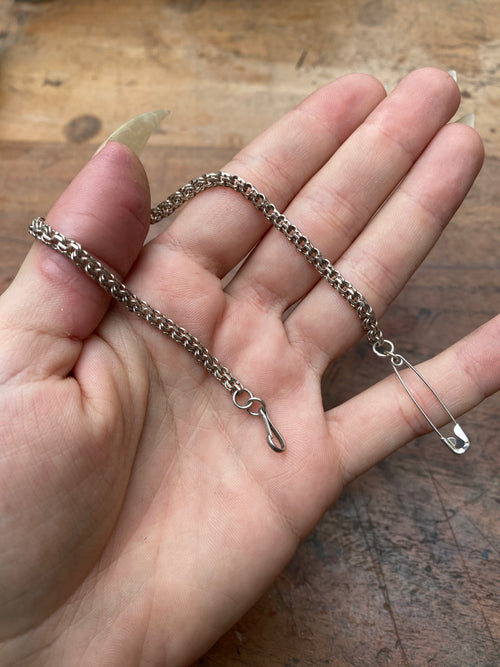 925 Sterling Silver Safety Pin Chain