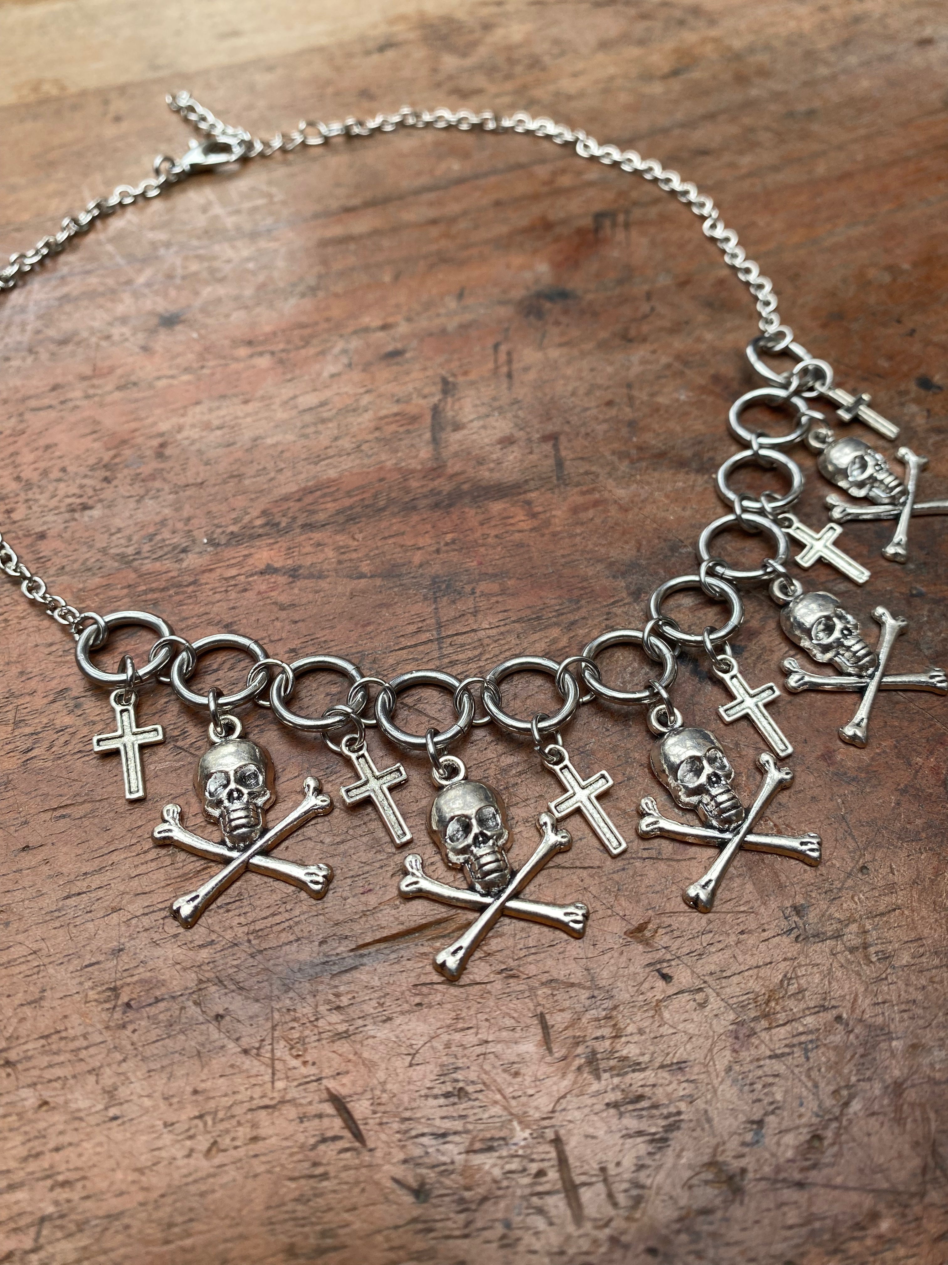 Skulls and Crosses Charm Necklace
