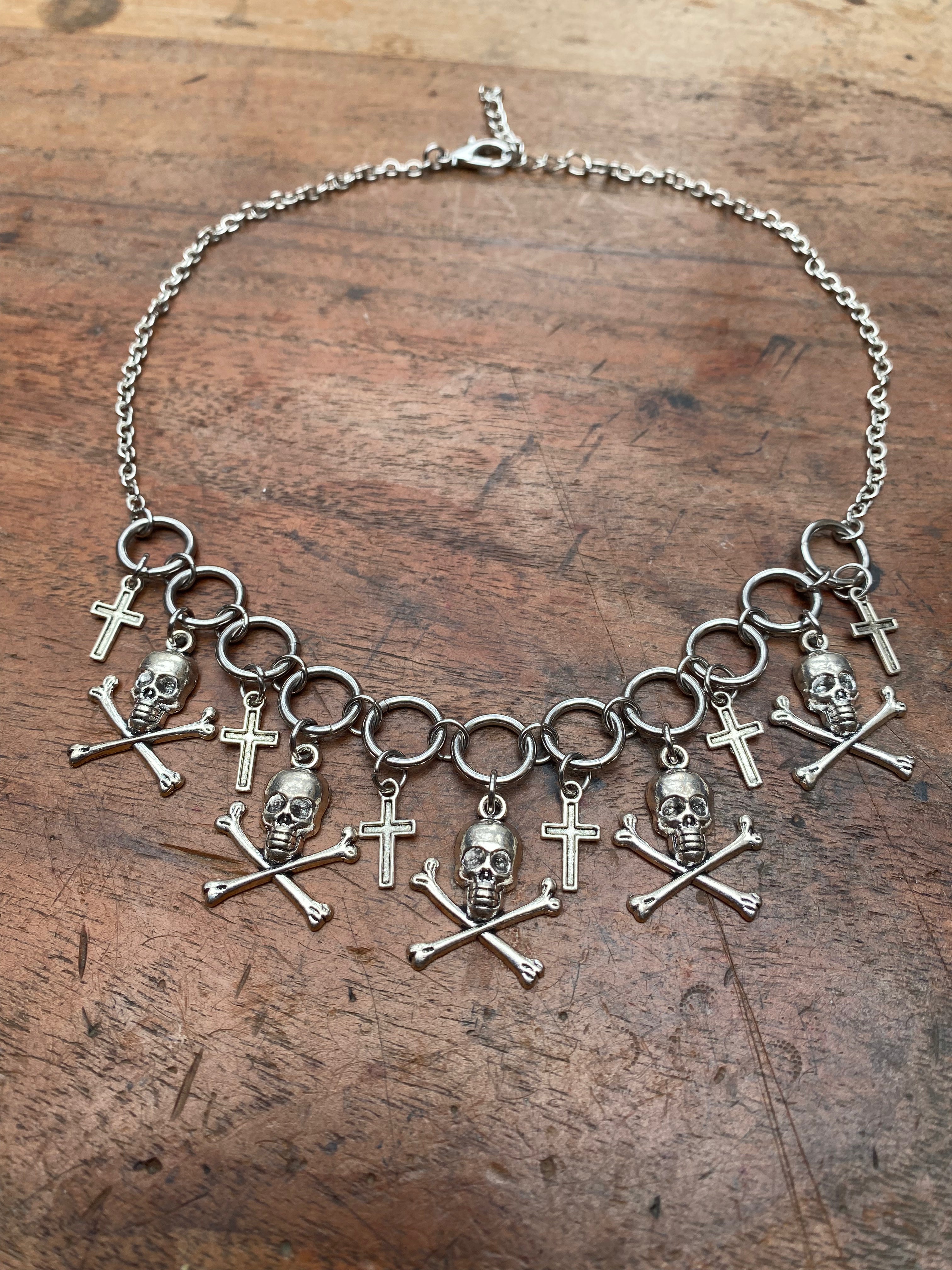 Skulls and Crosses Charm Necklace