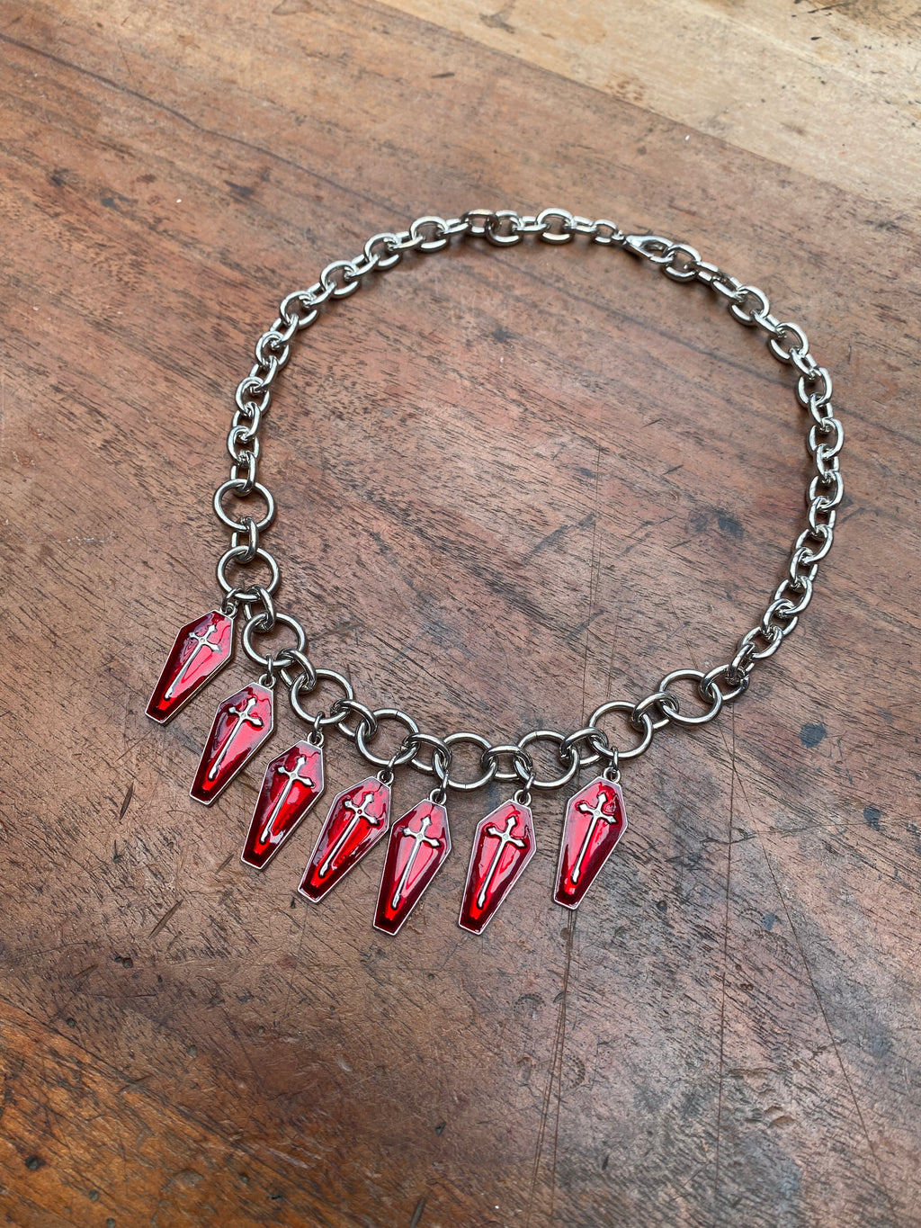 Coffin Enamel Choker Chain Necklace