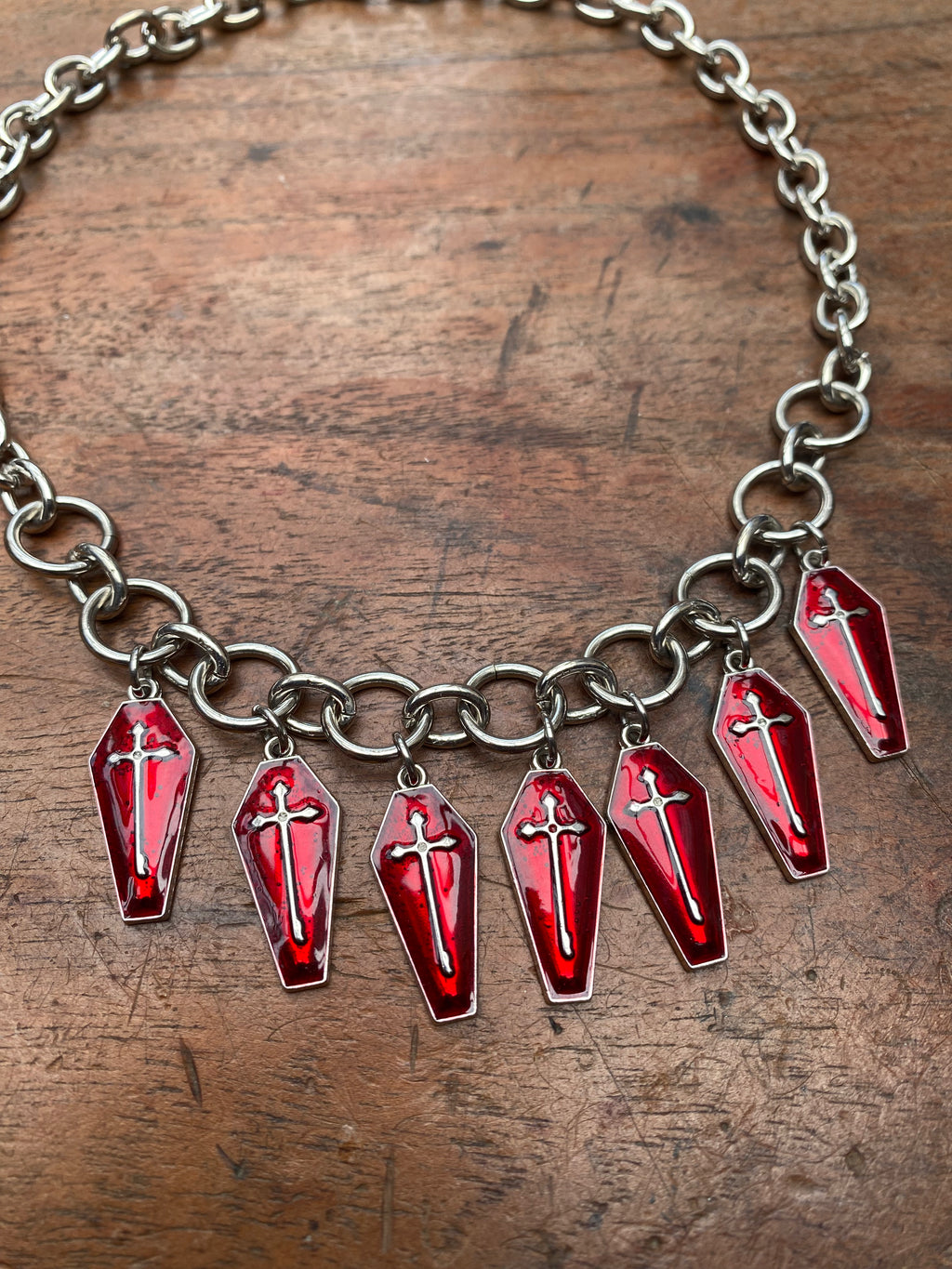 Coffin Enamel Choker Chain Necklace