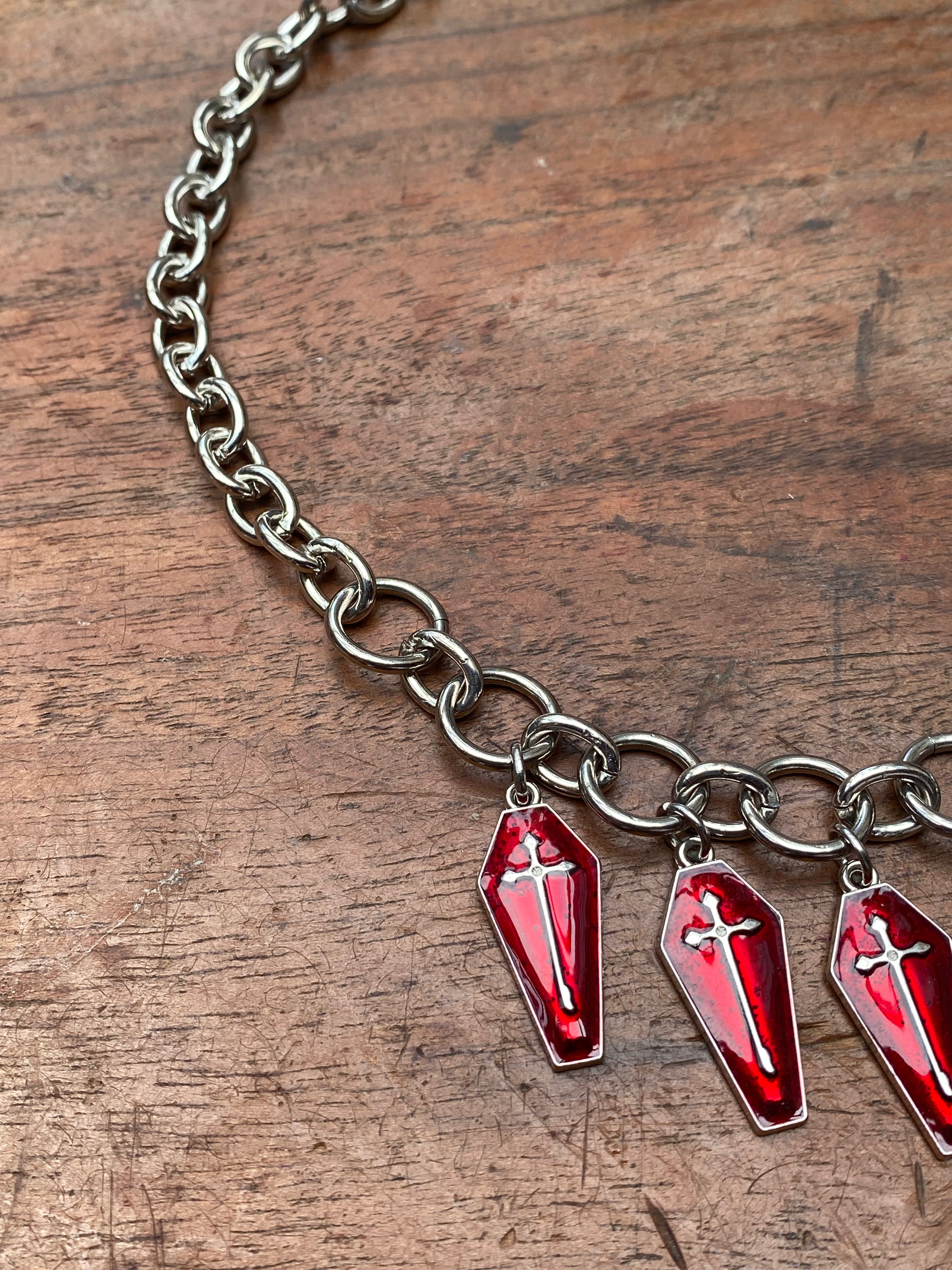 Coffin Enamel Choker Chain Necklace