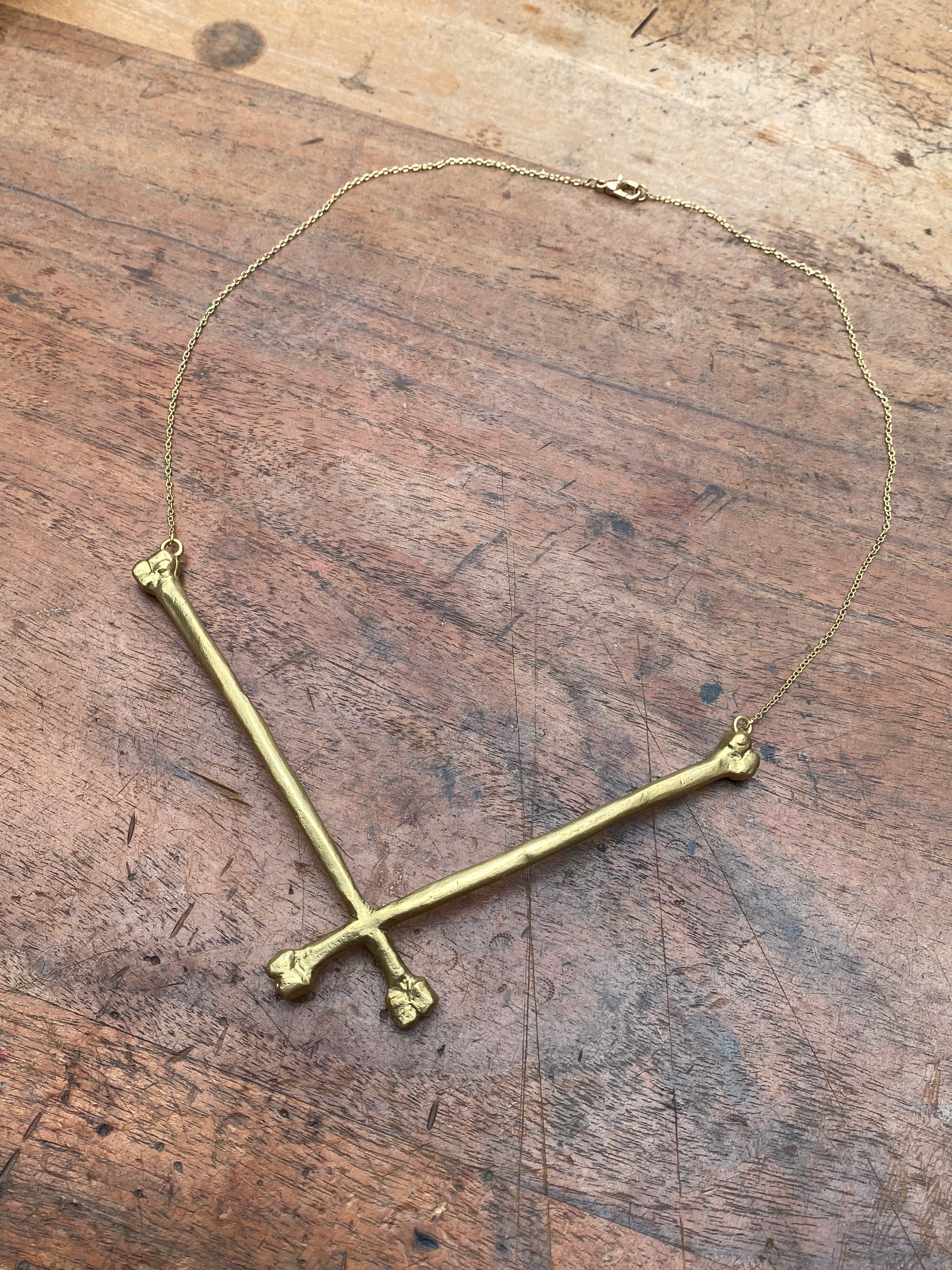 Brass Crossbones Necklace